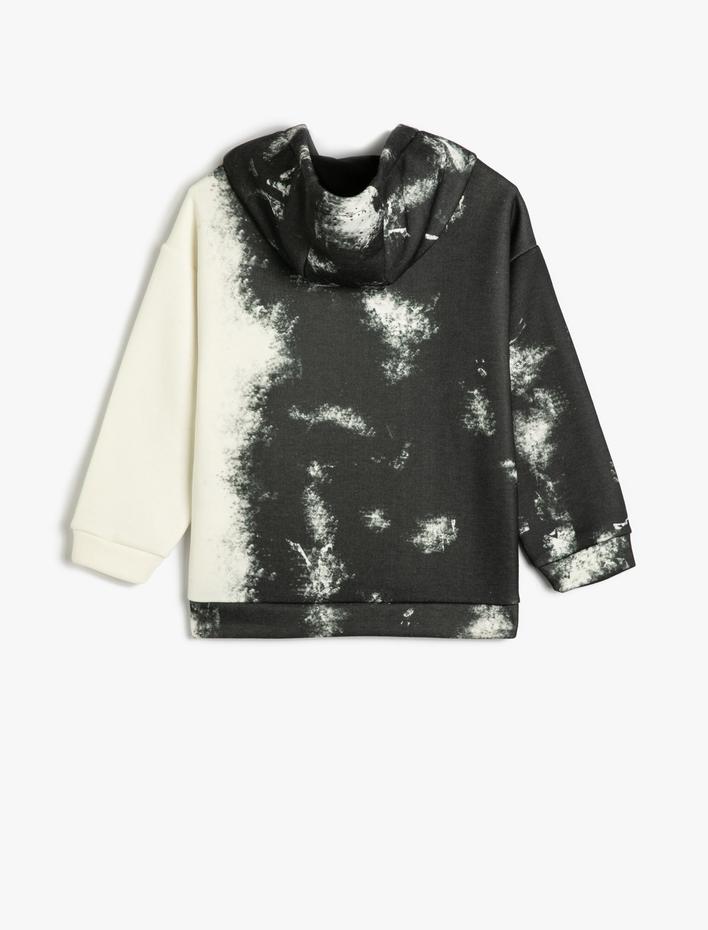 Erkek Çocuk Oversize Kapşonlu Sweatshirt Cep Detaylı Degrade Şardonlu