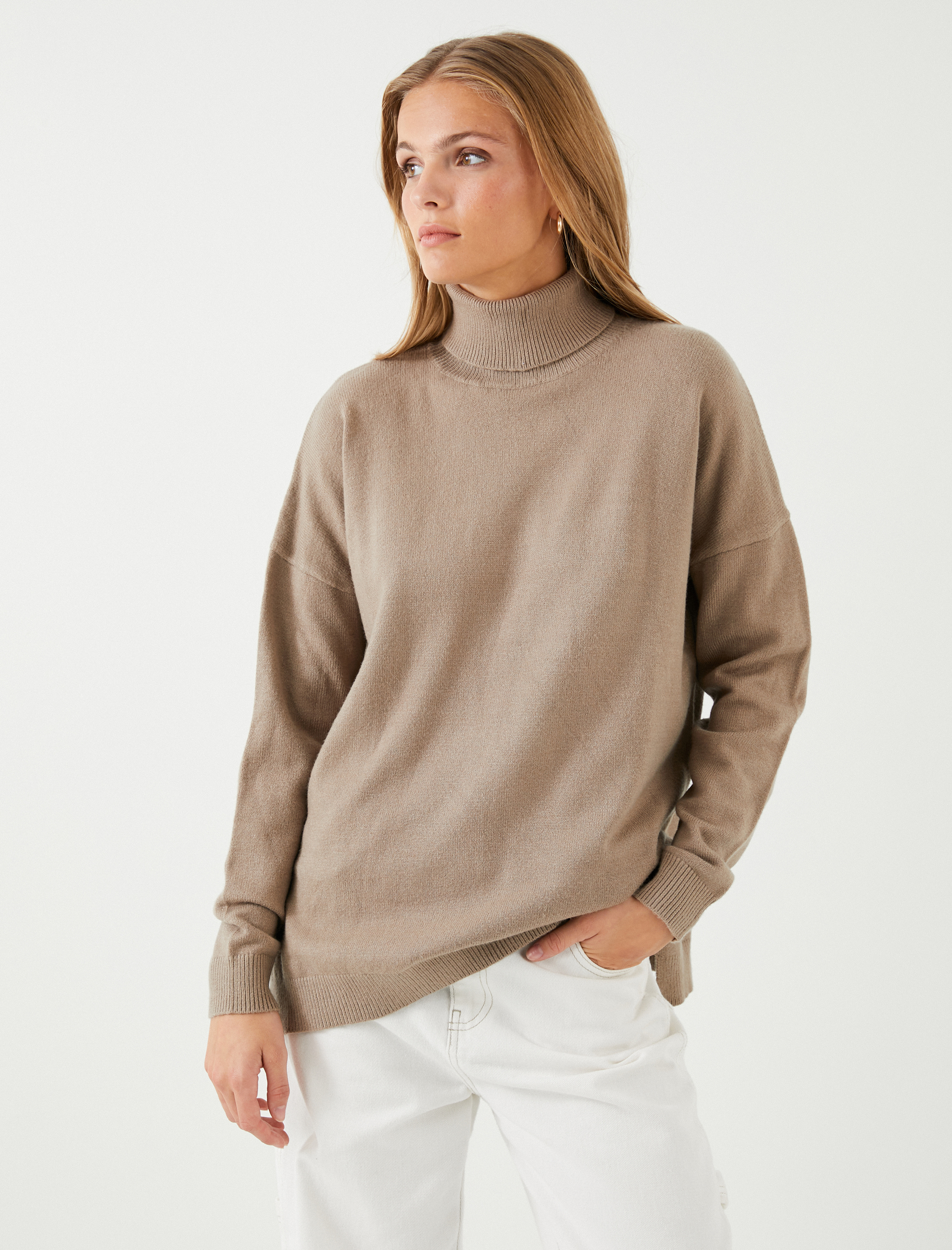   Oversize Triko Kazak Balıkçı Yaka