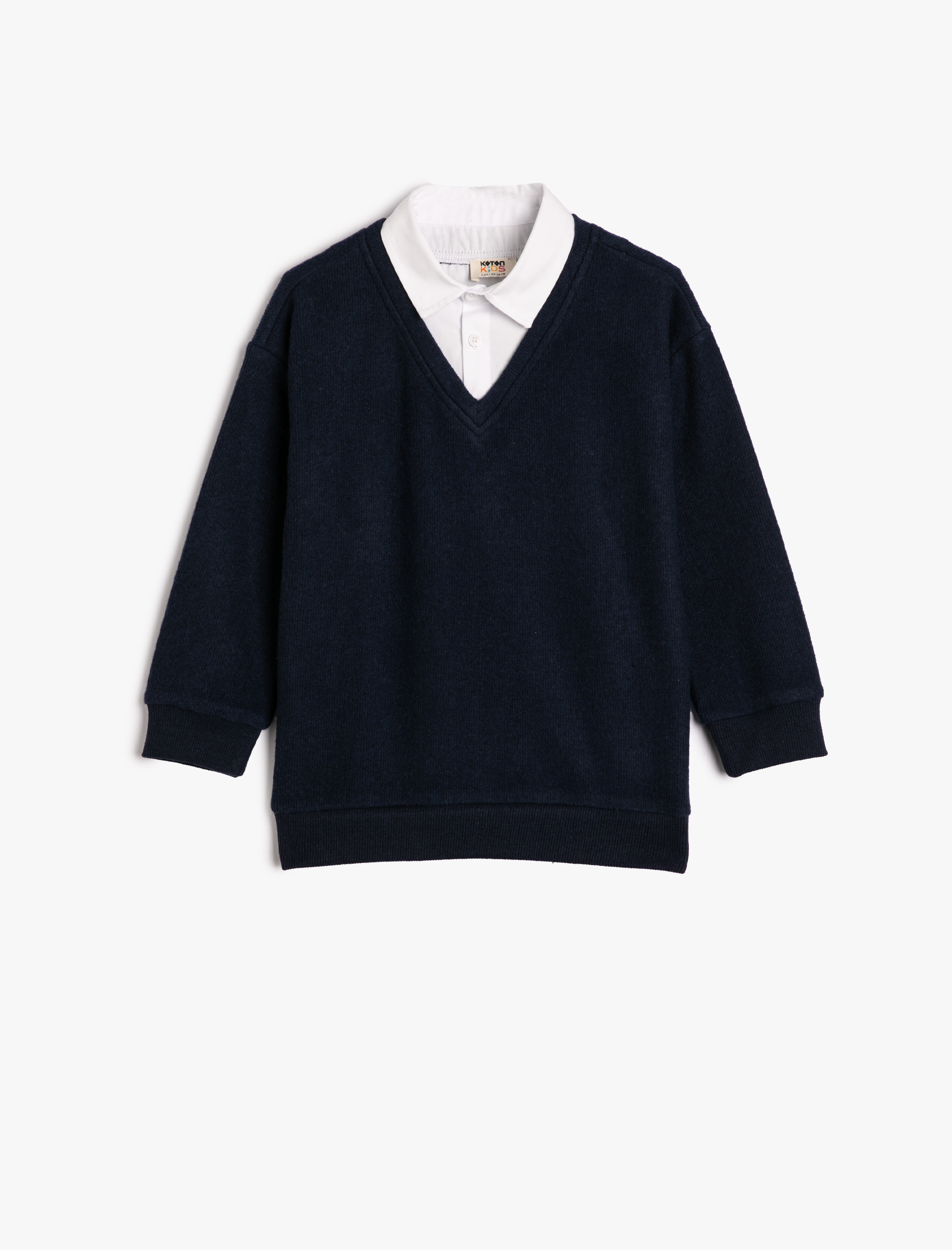  Erkek Çocuk Gömlek Yaka Sweat Uzun Kollu Yumuşak Dokulu Ribanalı