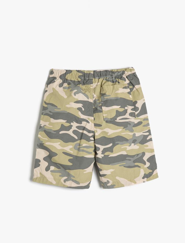 Erkek Çocuk Bermuda Kamuflaj Şort Paraşüt Kumaş Cepli Beli Bağlamalı Pamuklu
