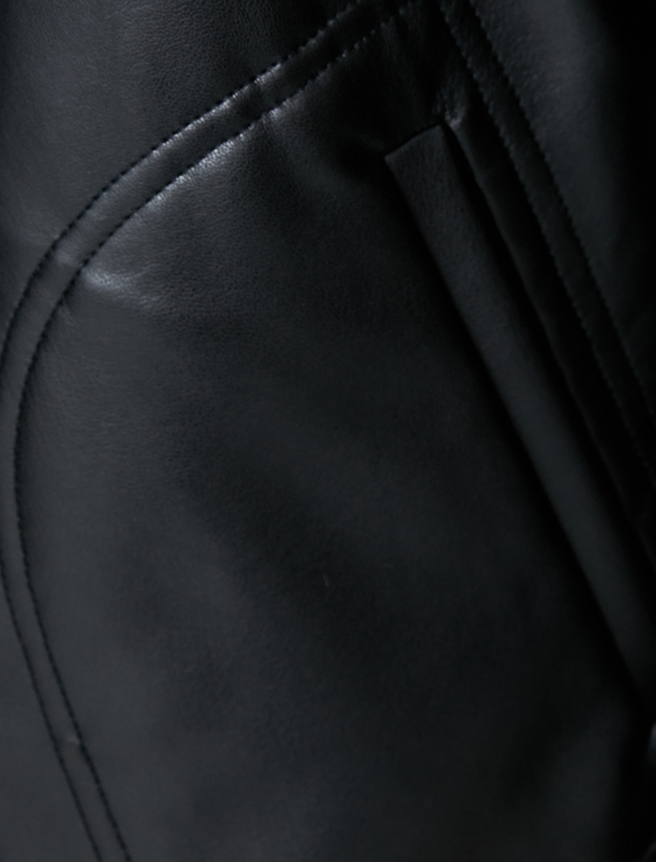   Peluş Detaylı Biker Ceket Suni Deri