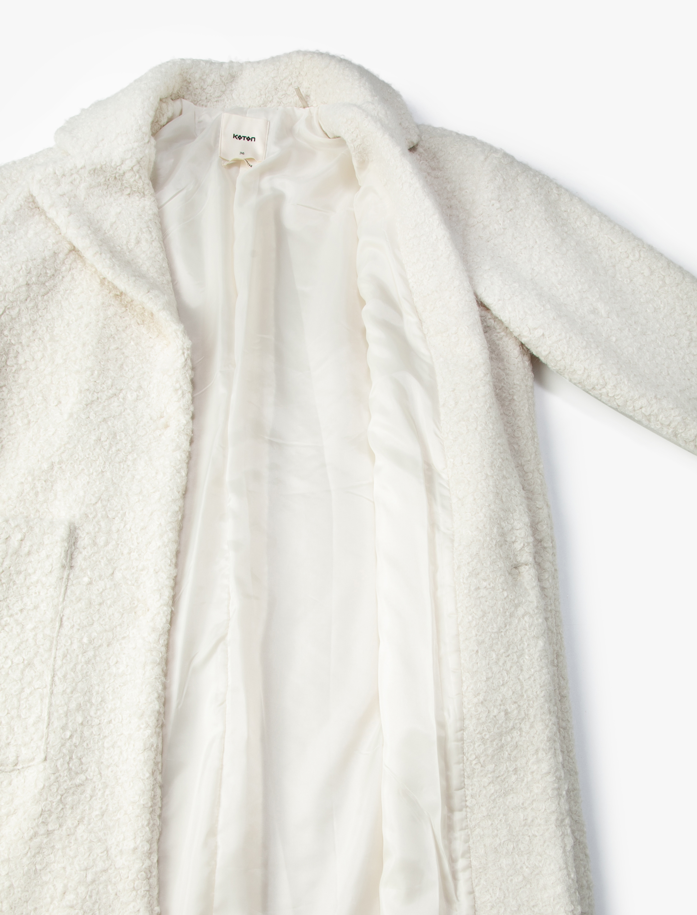   Oversize Uzun Buklet Kaban Kruvaze Cep Detaylı Astarlı