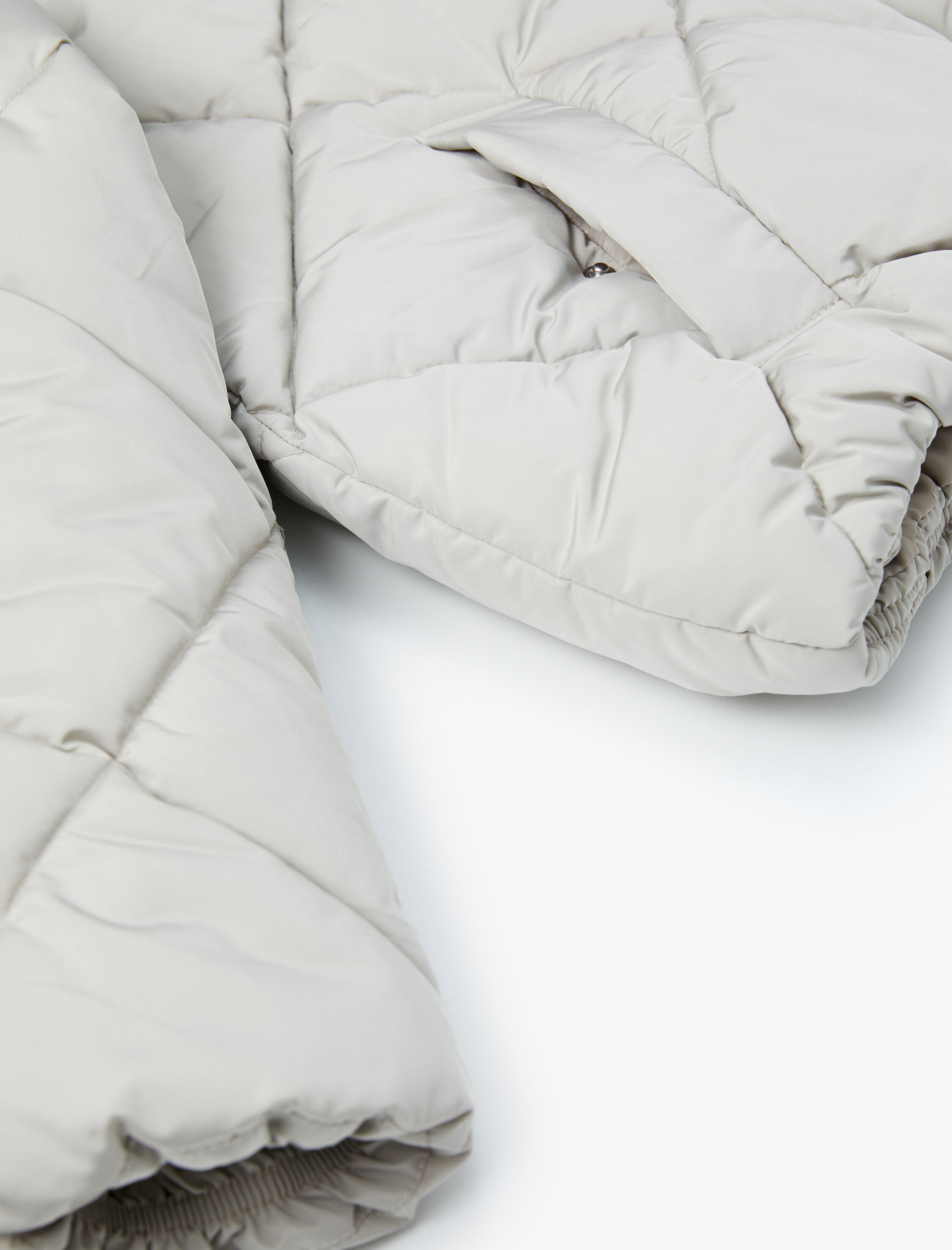   Kısa Şişme Mont Dik Yaka Suni Kürklü Fermuarlı Cepli