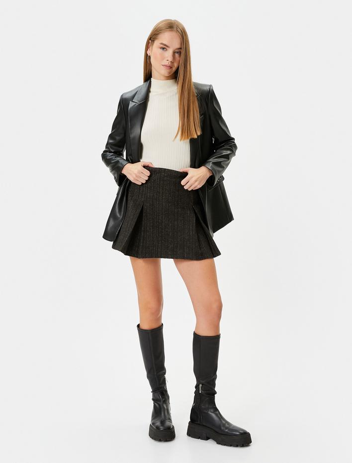  Mini Pileli Şort Etek Yumuşak Dokulu Kalın