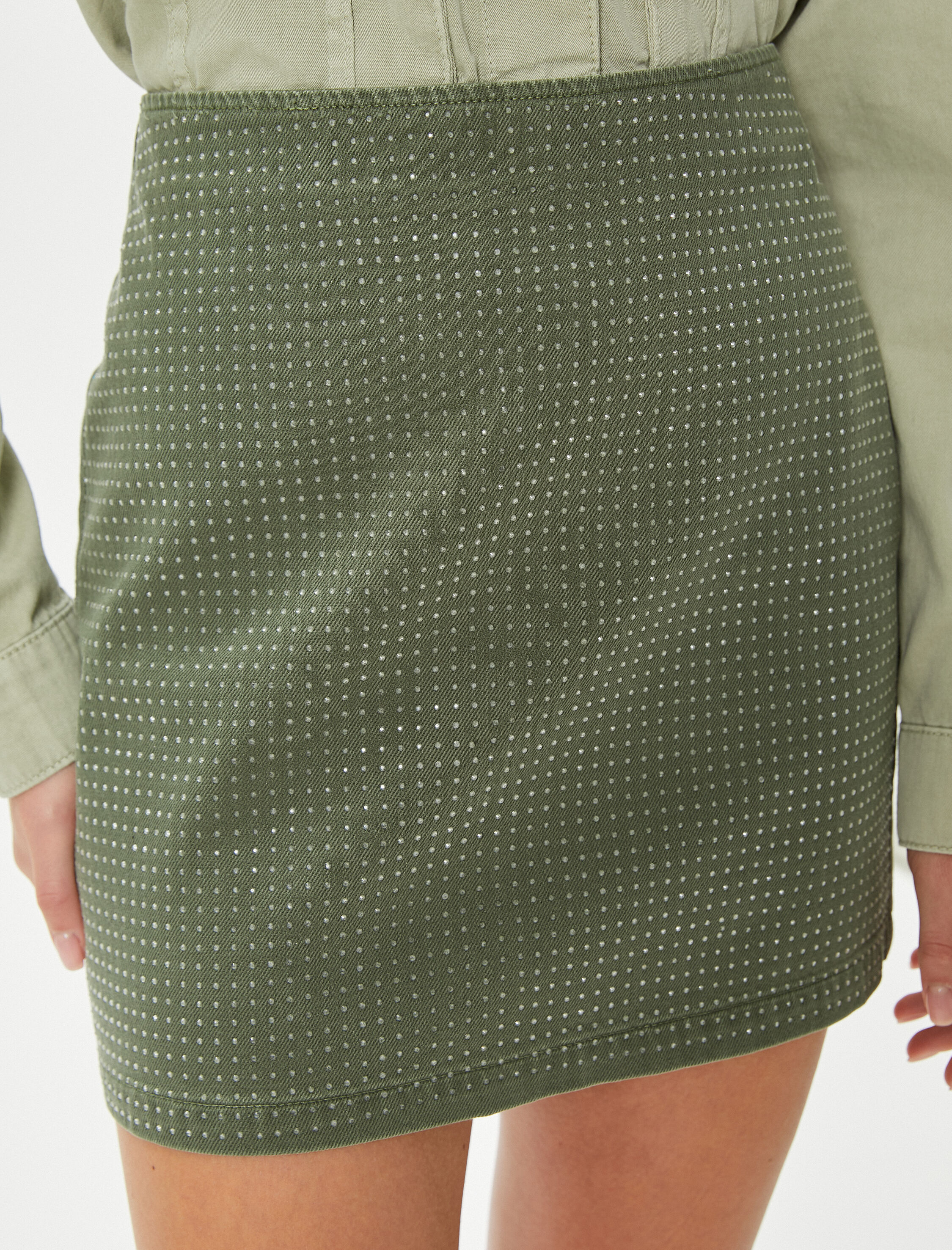 Taşlı Mini Etek Standart Bel Dar Kalıp A Kesim