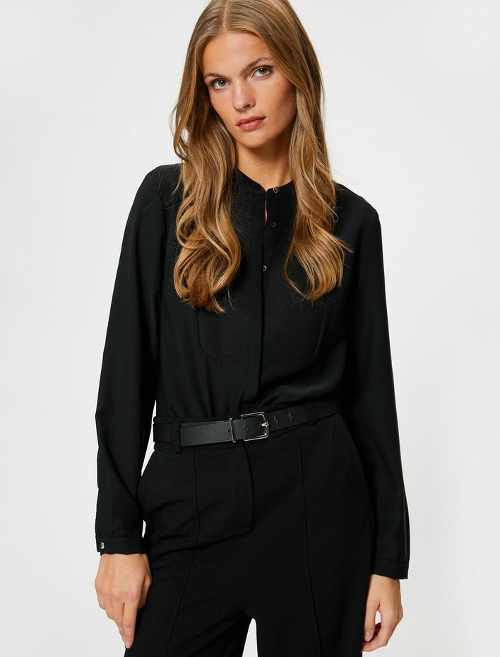  Uzun Kollu Gömlek Hakim Yaka Robalı Düğmeli