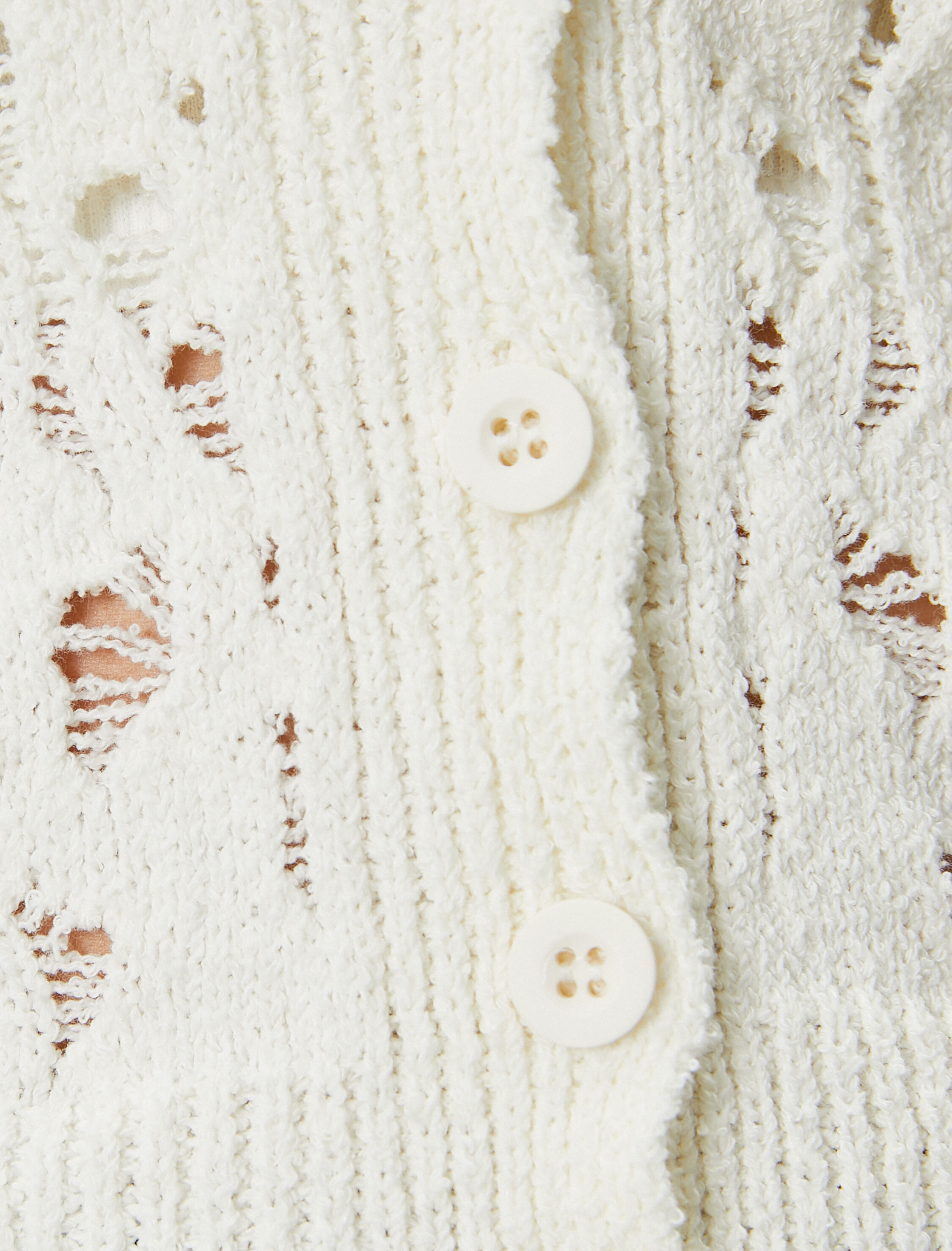   Ajurlu Yelek Uzun Kollu V Yaka Düğme Kapamalı