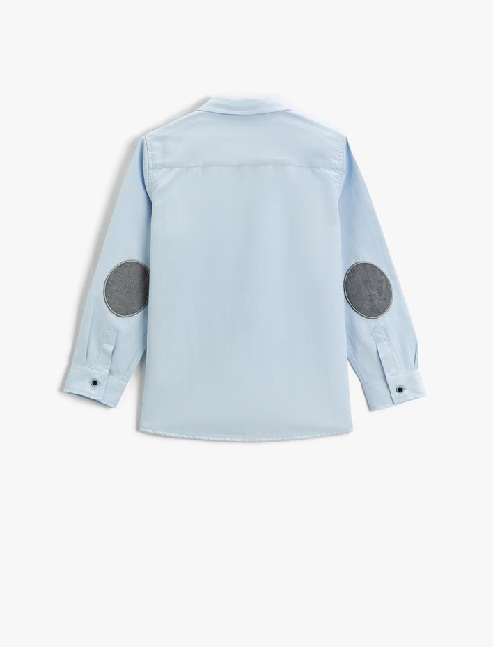 Erkek Çocuk Papyonlu Kolları Yama Detaylı Uzun Kollu Gömlek
