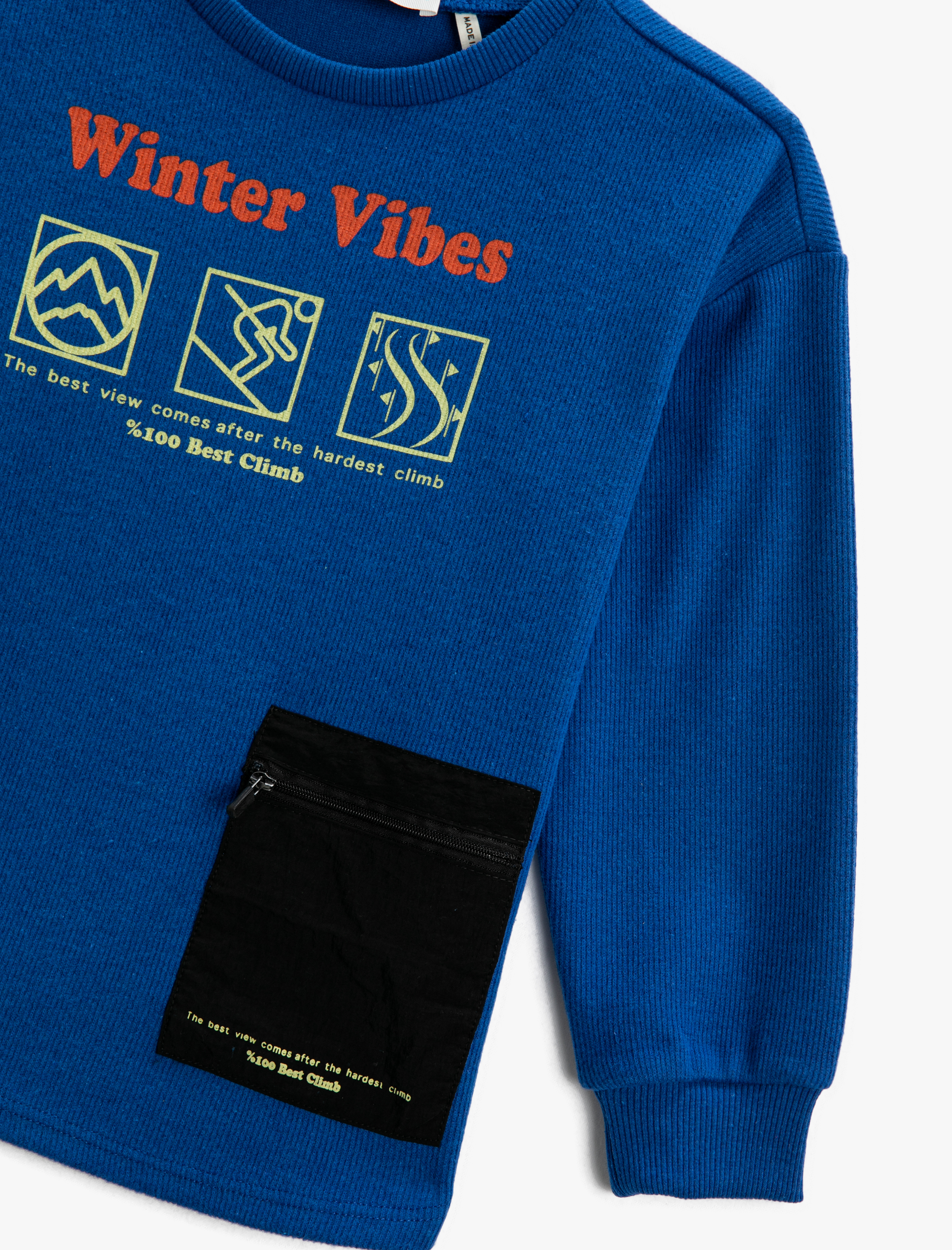  Erkek Çocuk Cep Detaylı Baskılı Sweatshirt