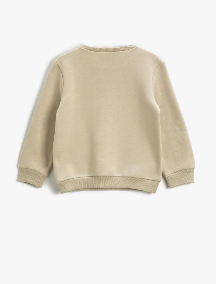 Erkek Çocuk Basic Sweatshirt Baskı Detaylı Bisiklet Yaka