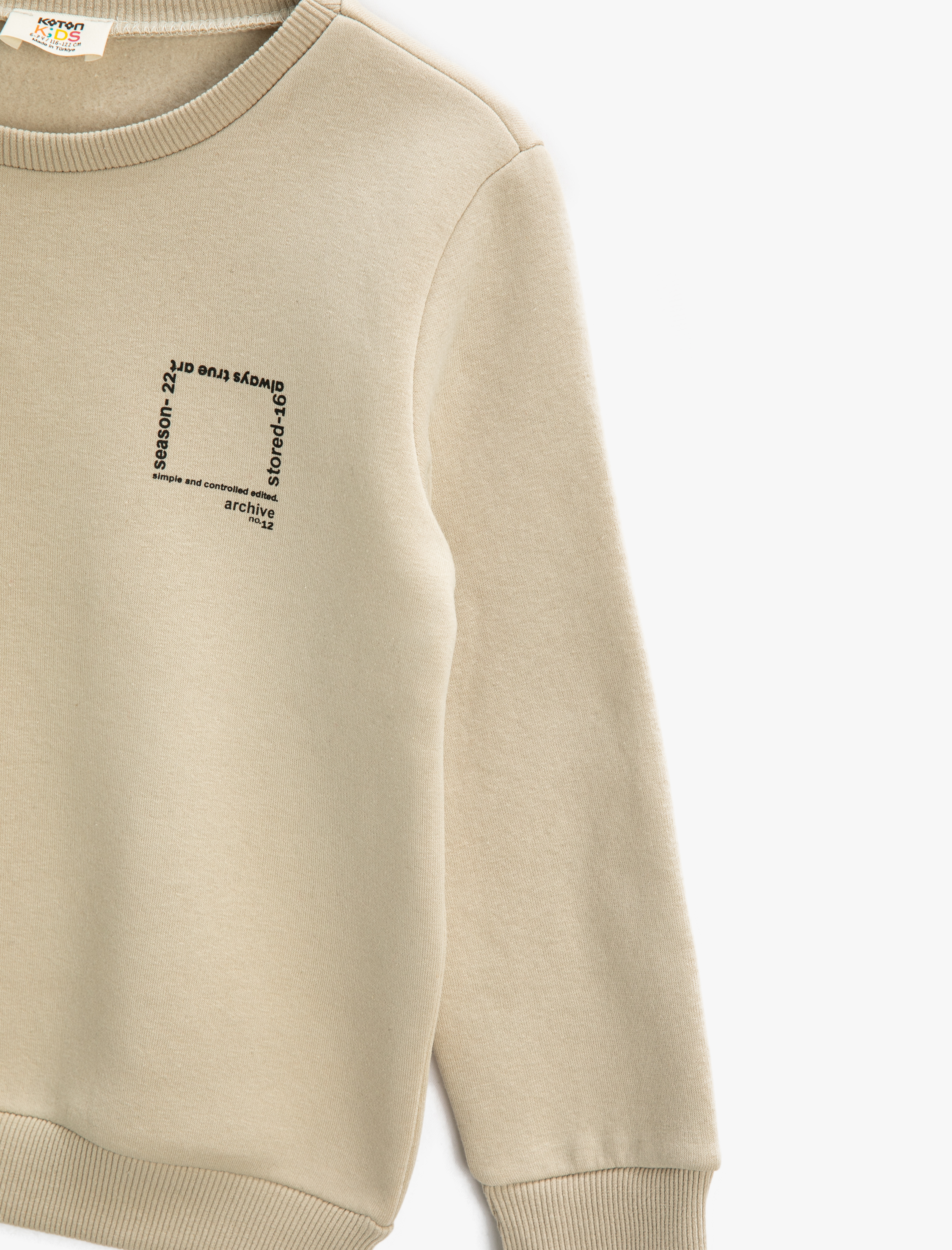  Erkek Çocuk Basic Sweatshirt Baskı Detaylı Bisiklet Yaka