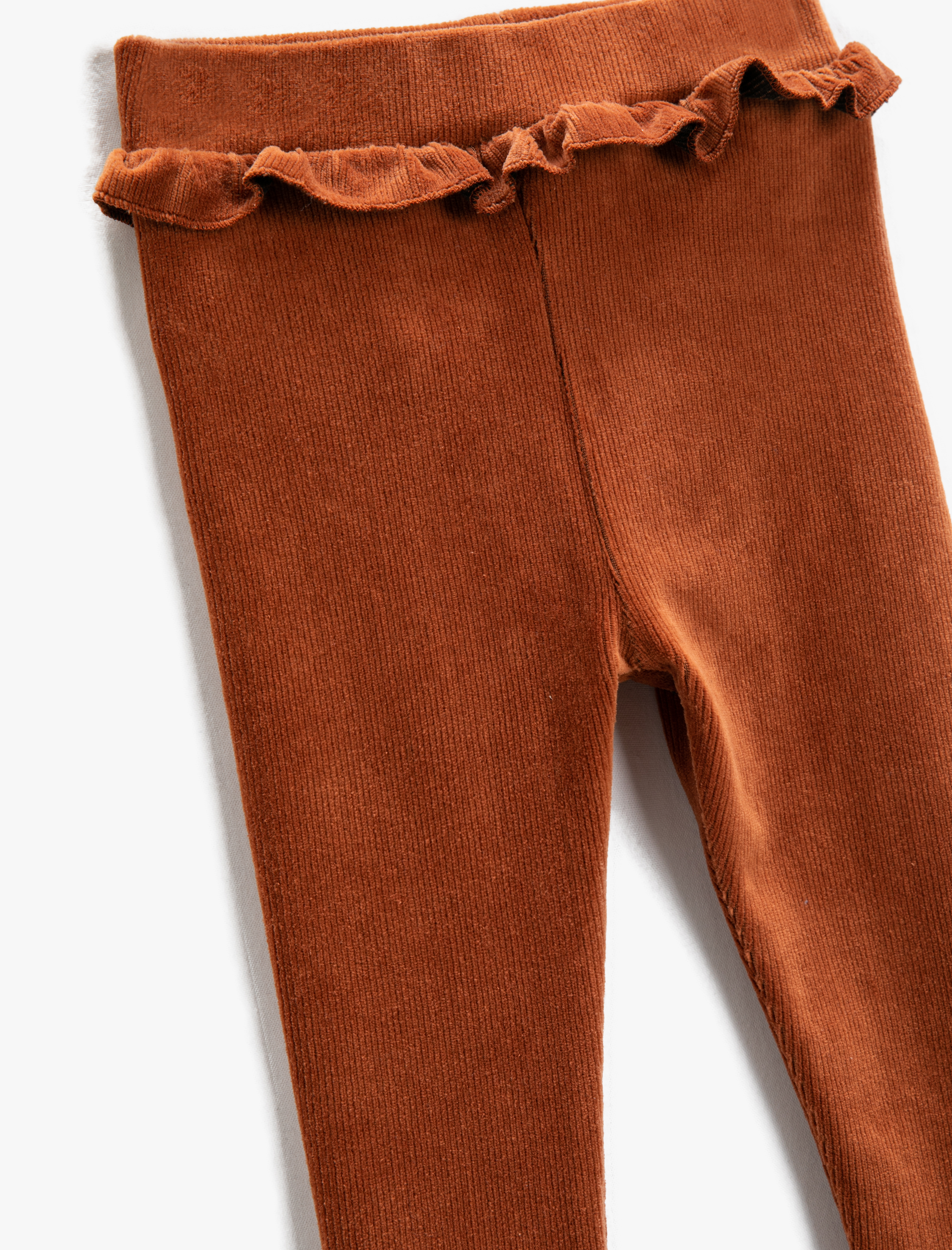  Kız Bebek Fitilli Kadife Tayt Fırfır Detaylı Beli Lastikli