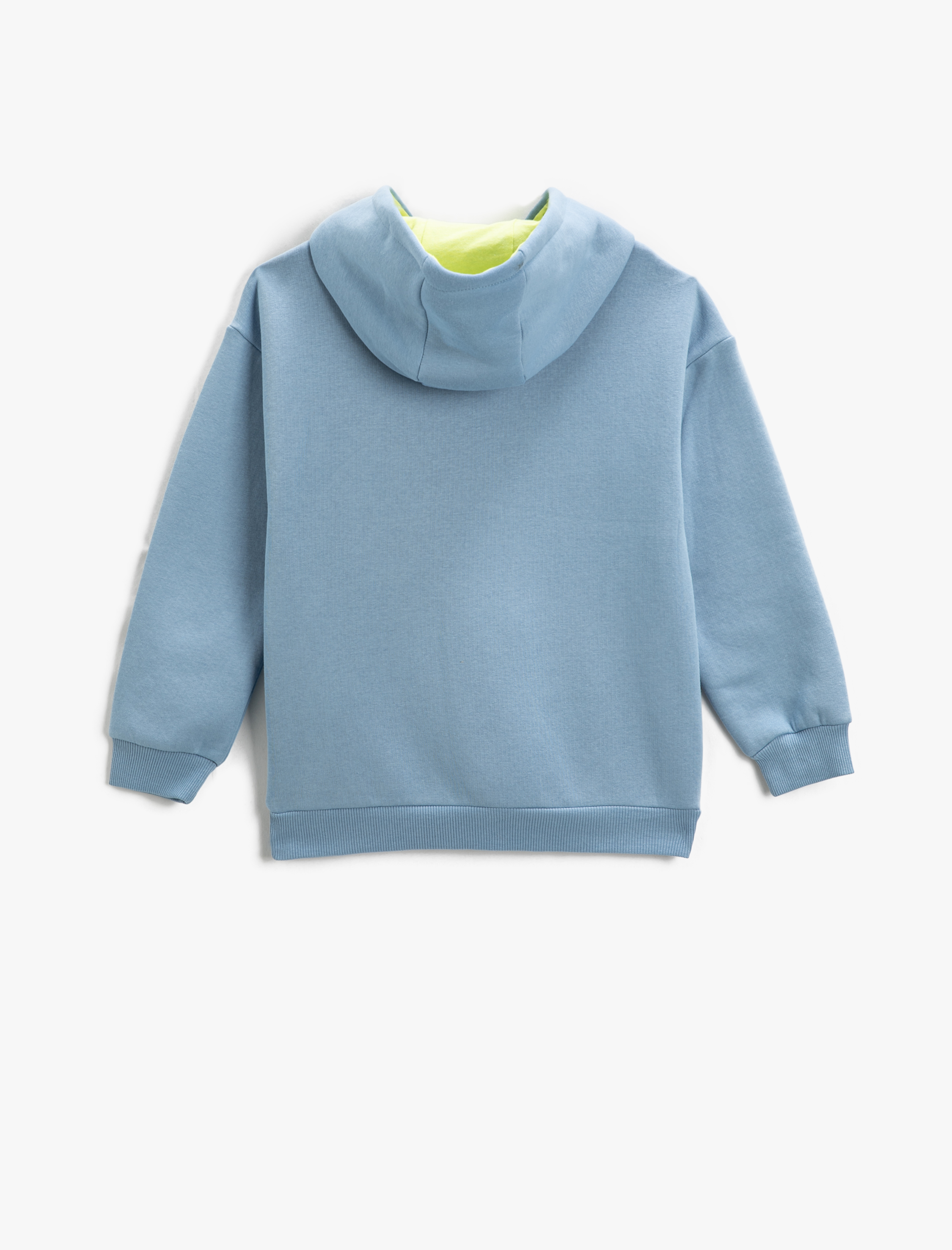  Erkek Çocuk Kapşonlu Sweatshirt Baskı Detaylı Fermuarlı Cepli Renk Kontrastlı