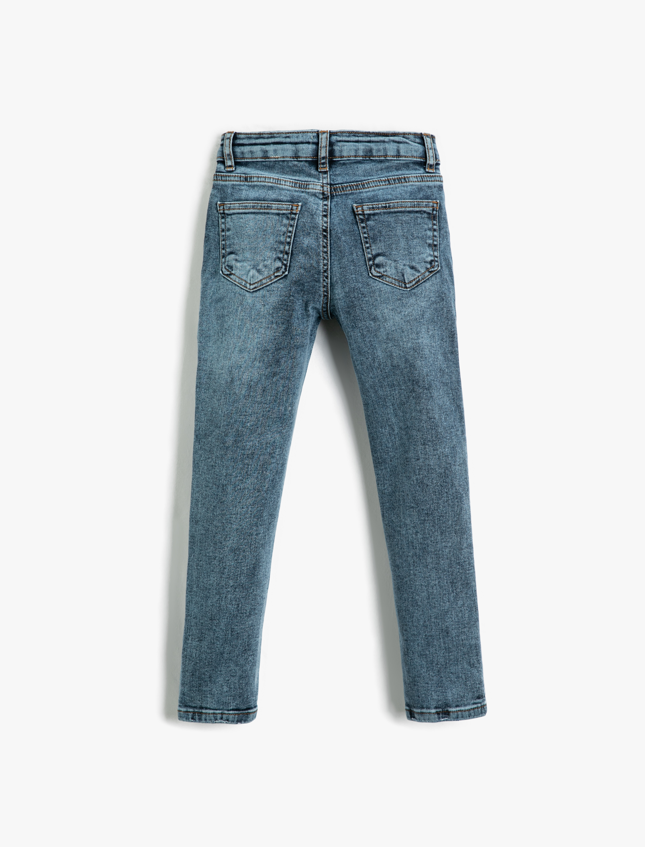  Erkek Çocuk Kot Pantolon Pamuklu Cepli - Slim Jean  Beli Ayarlanabilir Lastikli