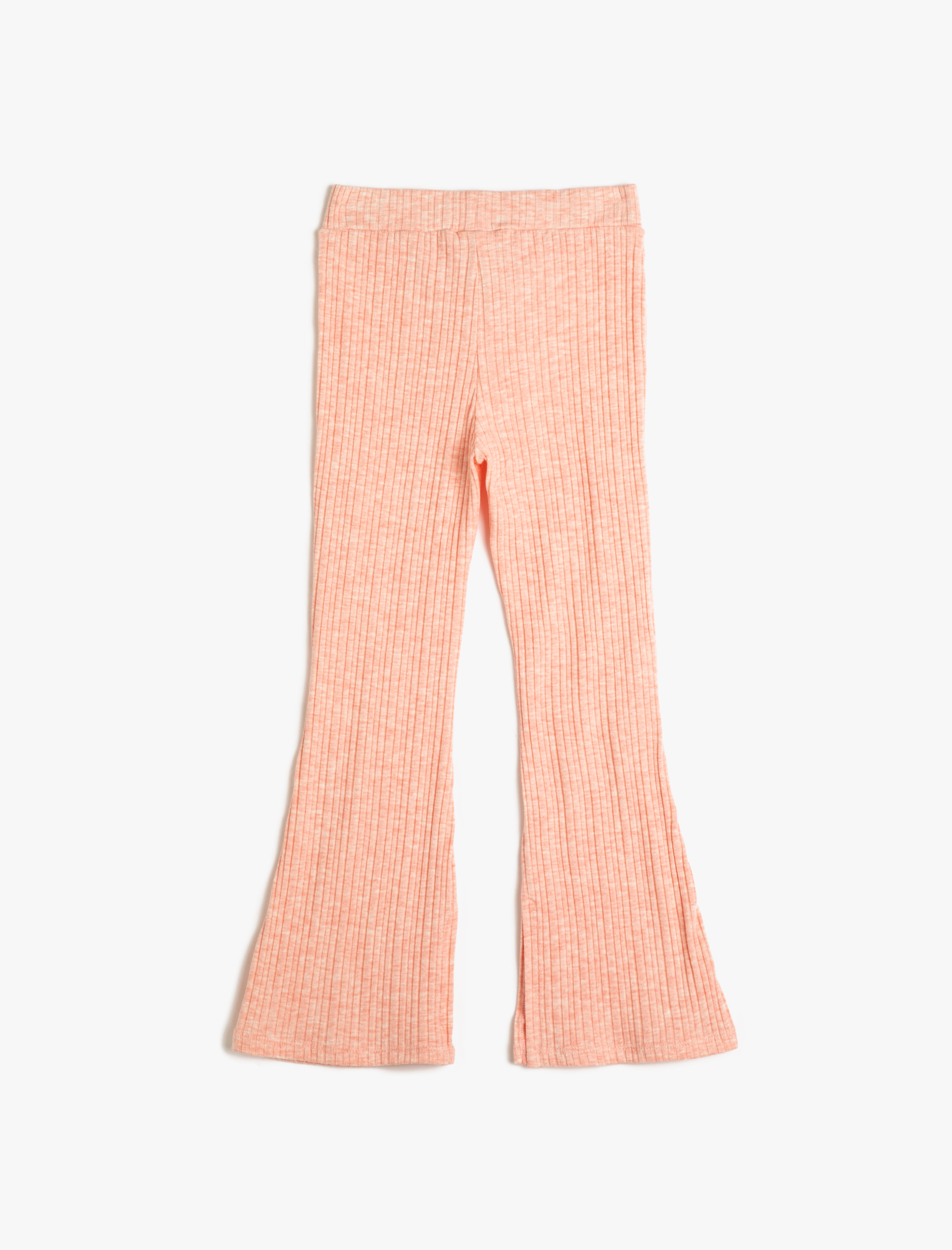  Kız Çocuk İspanyol Paça Tayt Pantolon Yırtmaç Detaylı Beli Lastikli Fitilli