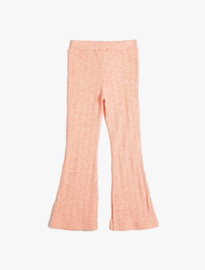 Kız Çocuk İspanyol Paça Tayt Pantolon Yırtmaç Detaylı Beli Lastikli Fitilli