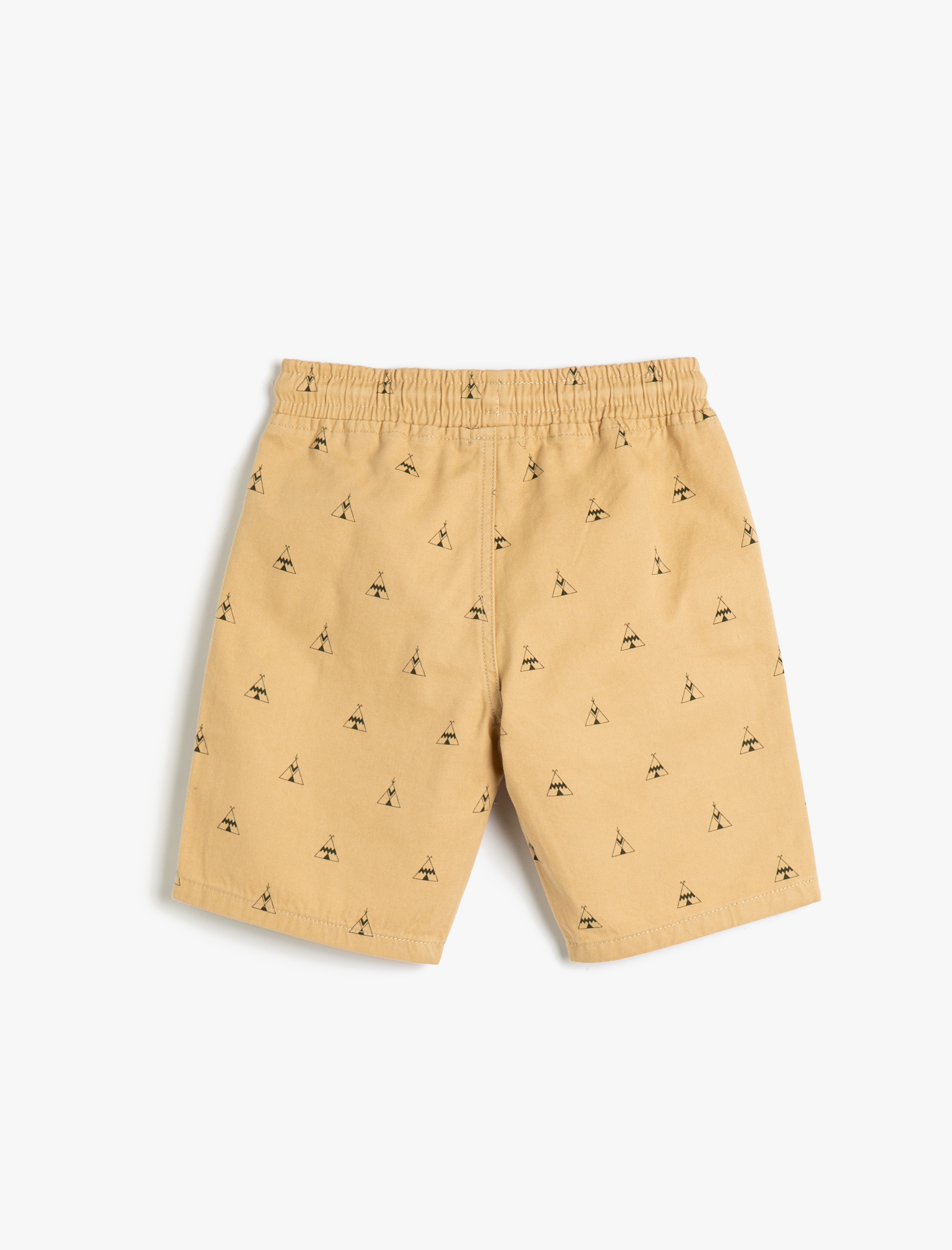  Erkek Çocuk Chino Şort Beli Bağlamalı Cepli Pamuklu Desenli