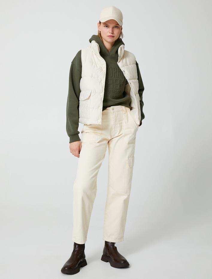  Şişme Yelek Çıtçıtlı Dik Yaka Cepli