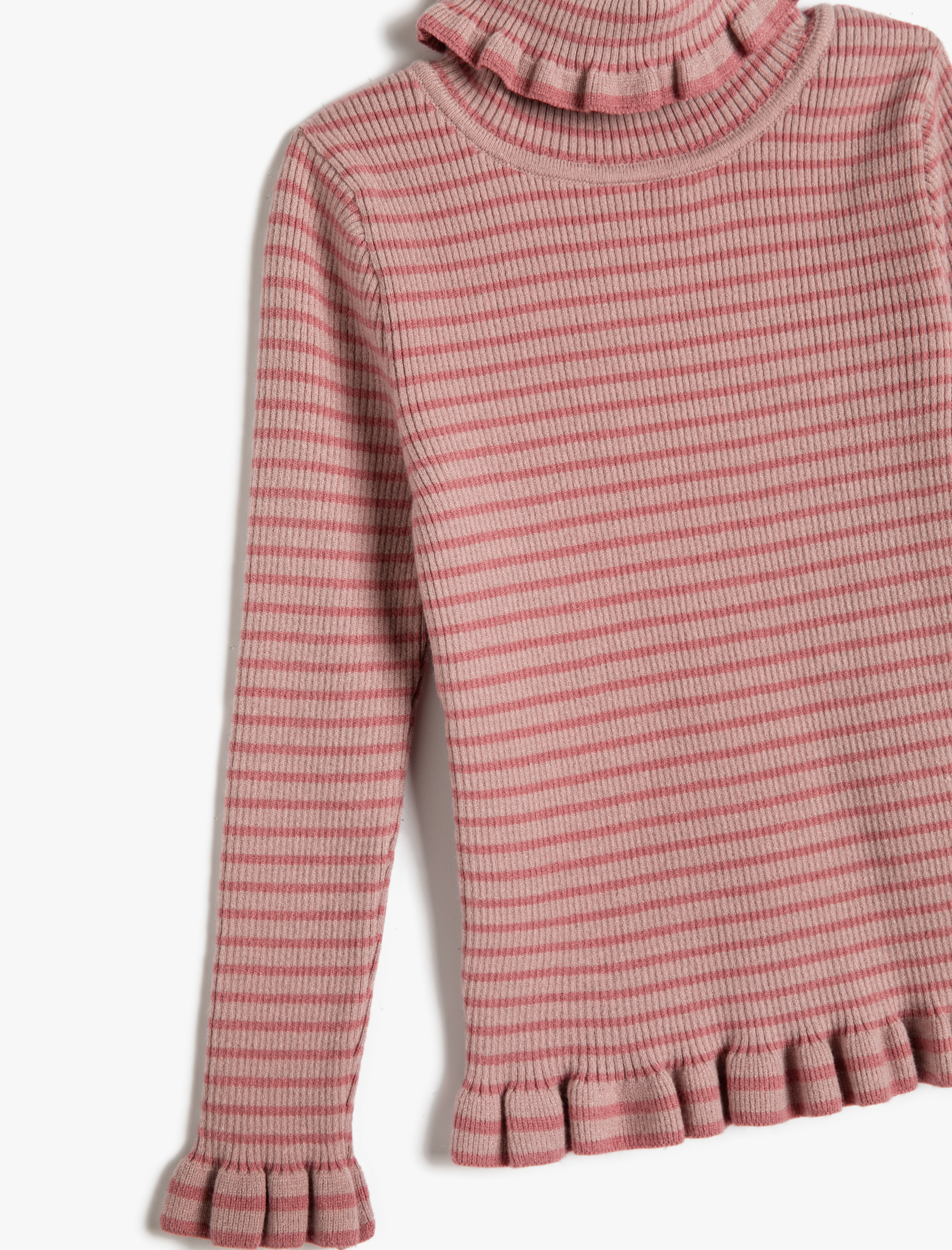  Kız Çocuk Boğazlı Kazak Kaşkorse Fırfır Detaylı Yumuşak Dokulu