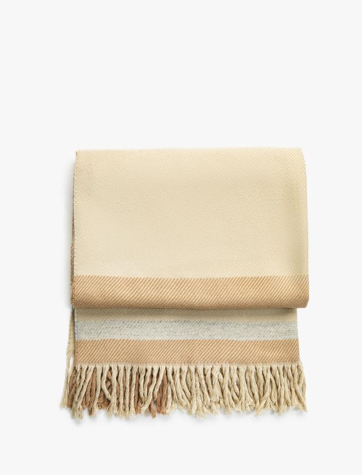 Kadın Çizgili Şal Püskül Detaylı