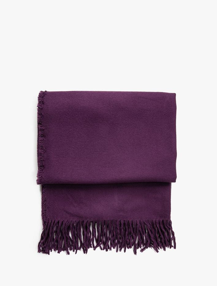 Kadın Basic Şal Püskül Detaylı Dokulu