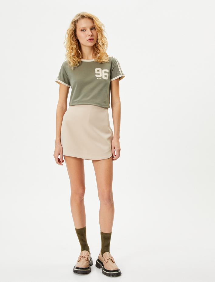  Kolej Tişört Pamuklu Kısa Kollu Bisiklet Yaka Slim Fit