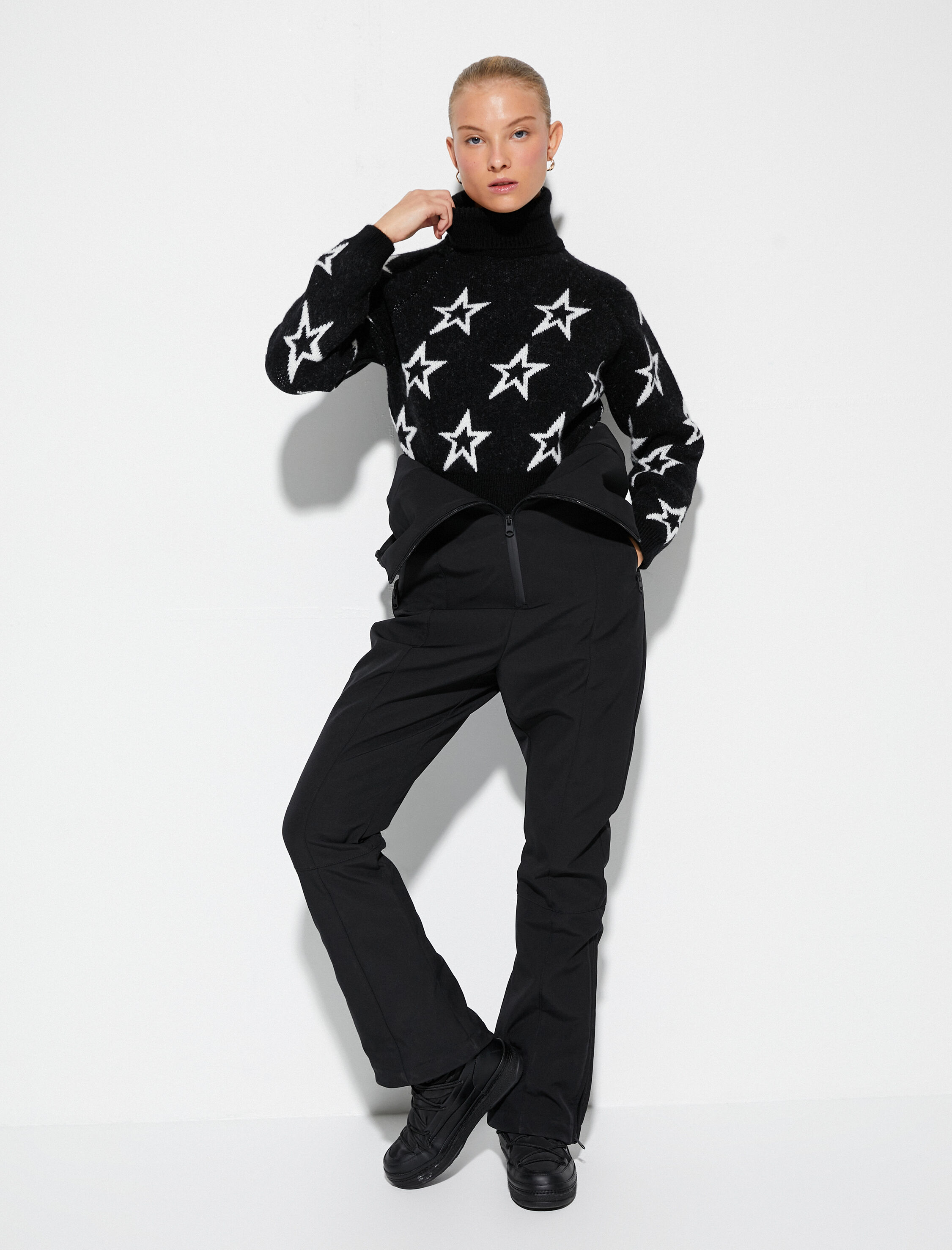 Boğazlı Kazak Yıldızlı Örgü Ribanalı