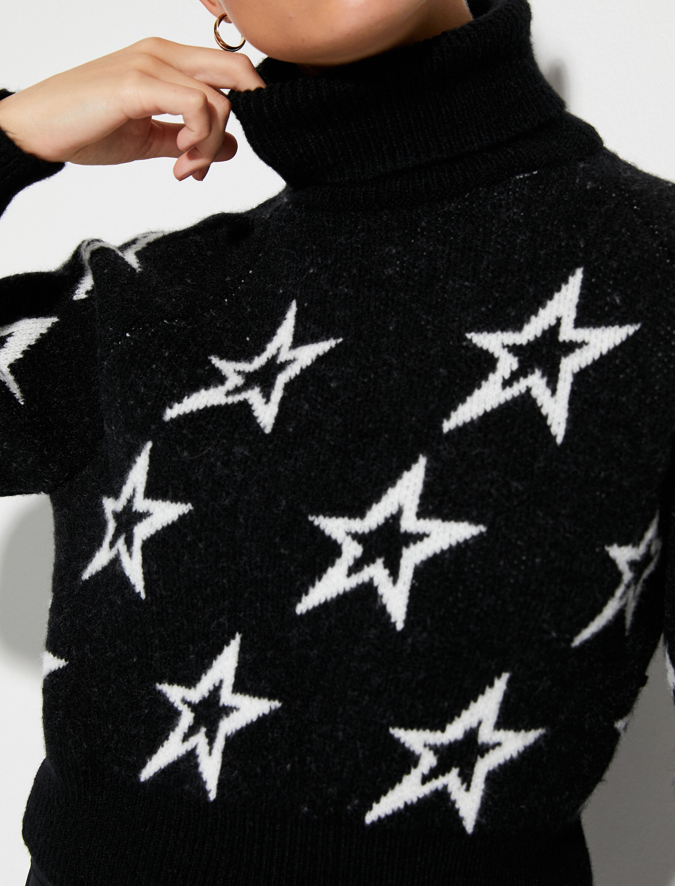 Boğazlı Kazak Yıldızlı Örgü Ribanalı