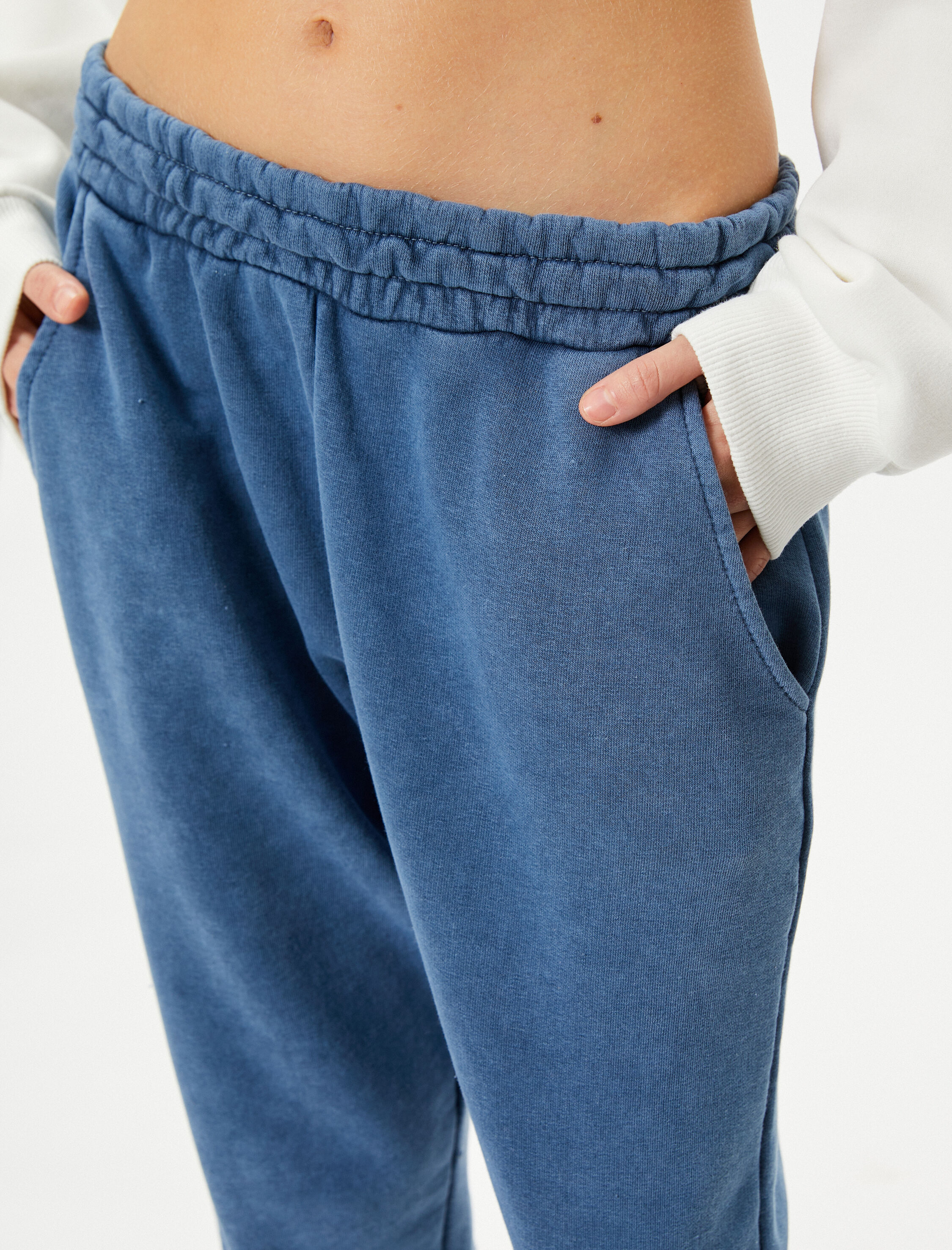   Şardonlu Jogger Eşofman Altı Soluk Efektli Cepli Pamuklu