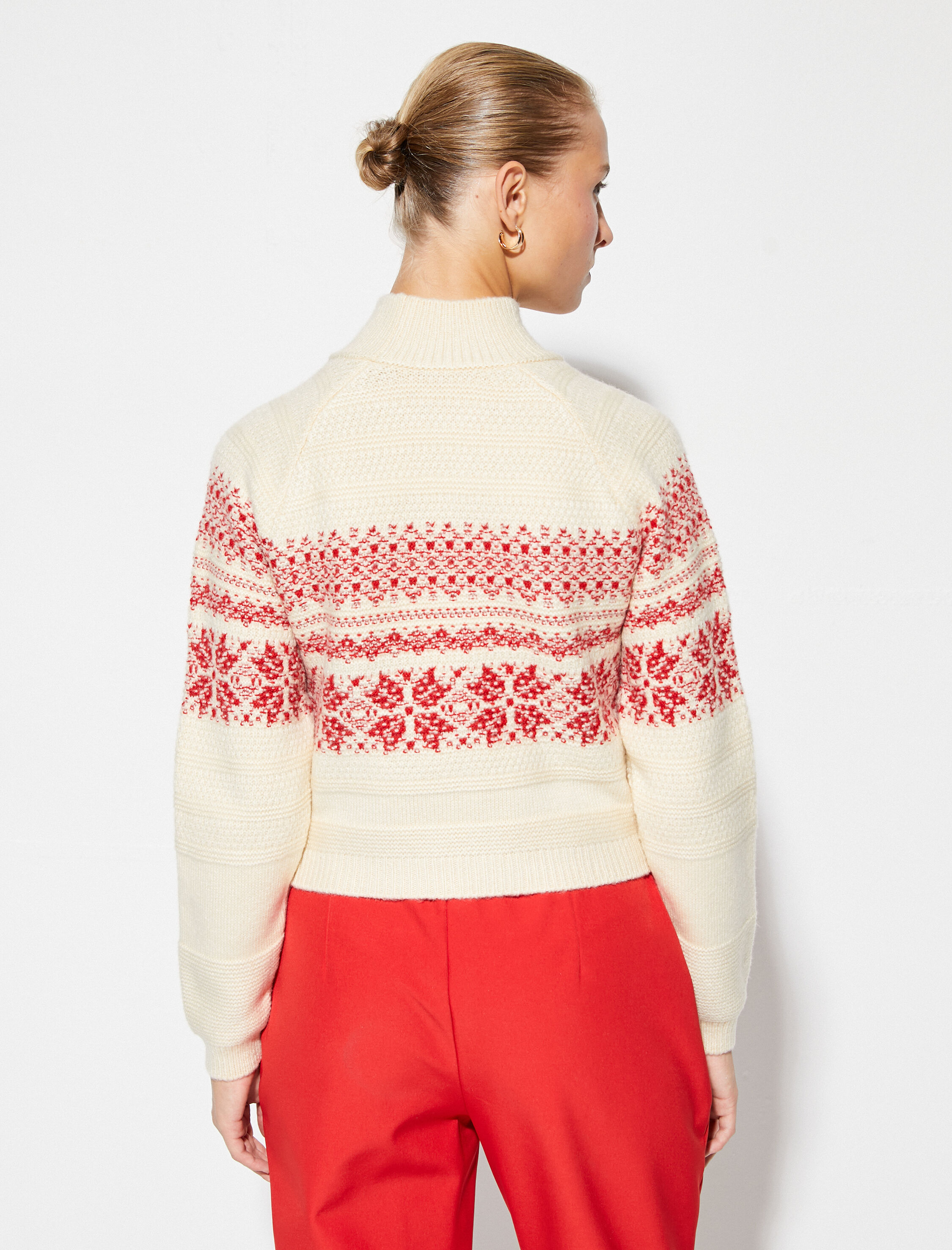   Balıkçı Yaka Kazak Örgü Dokulu Desenli