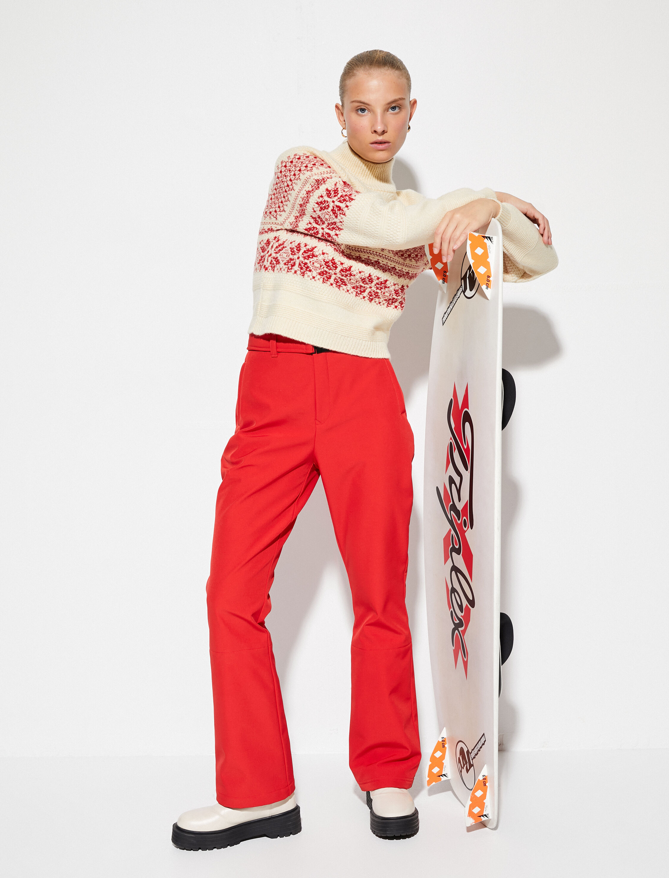   Balıkçı Yaka Kazak Örgü Dokulu Desenli