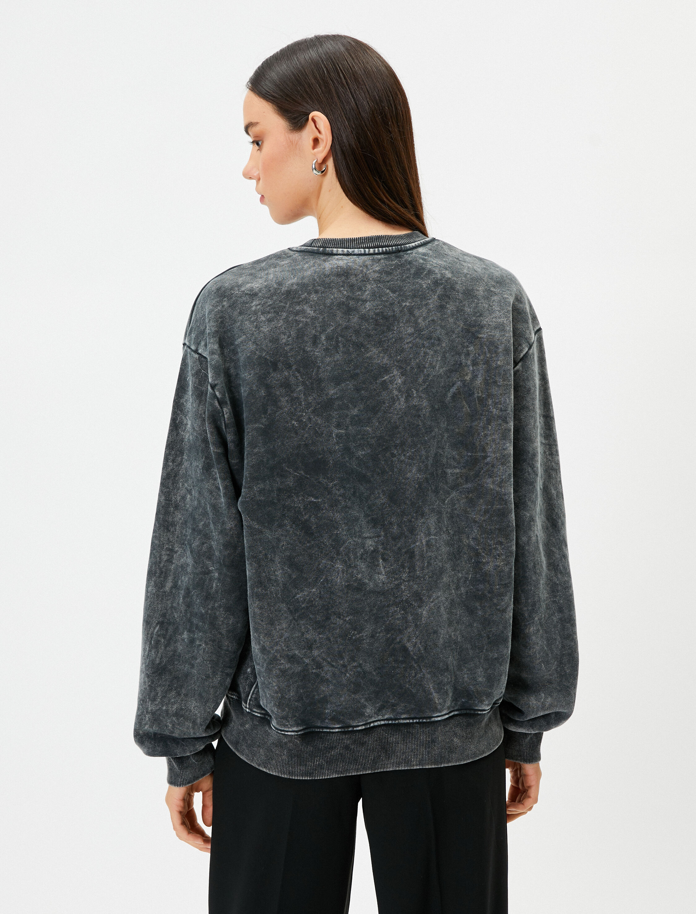   Bisiklet Yaka Sweatshirt 1923 İşlemeli Soluk Efektli 100. Yıla Özel