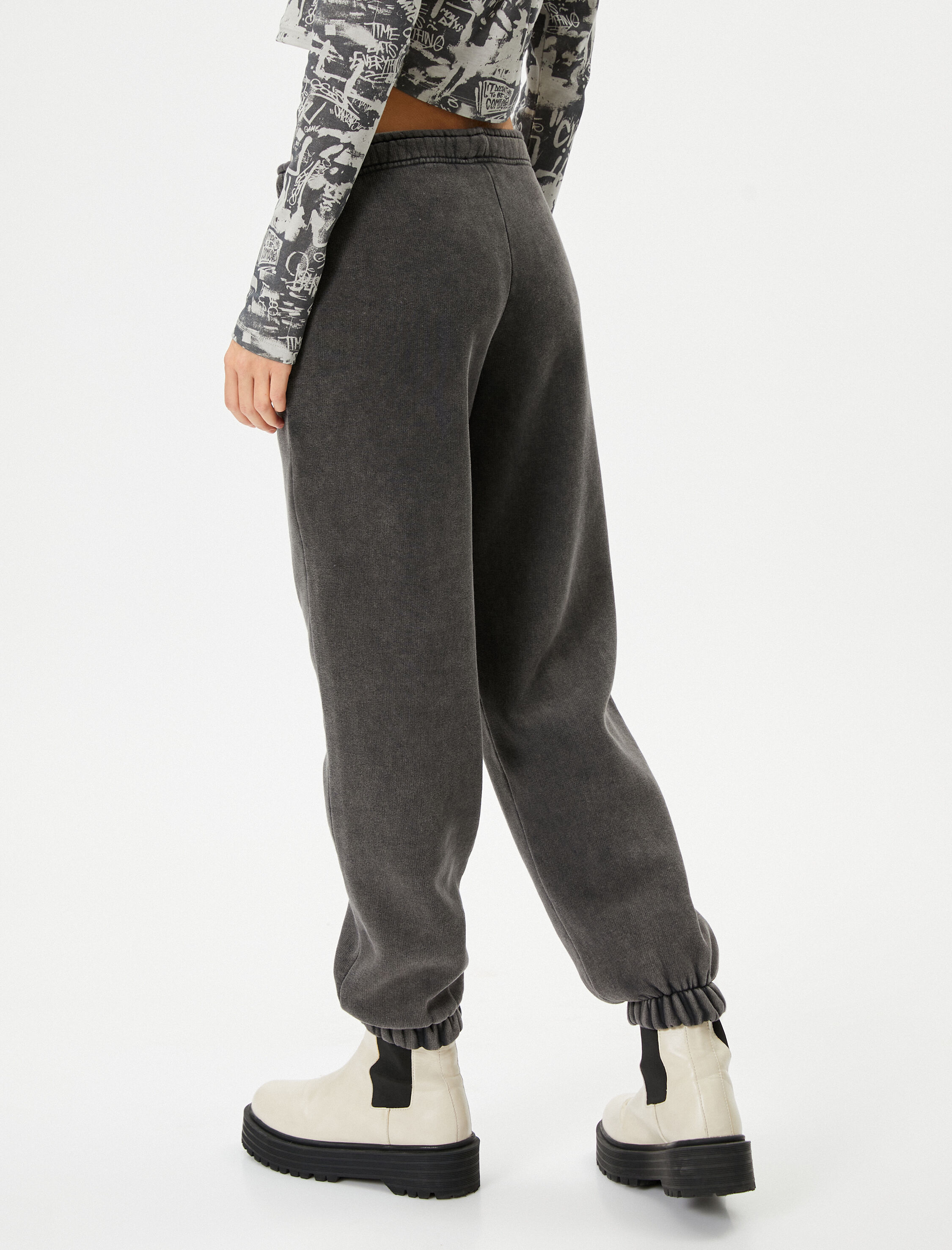   Şardonlu Jogger Eşofman Altı Cepli Pamuklu Rahat Kalıp