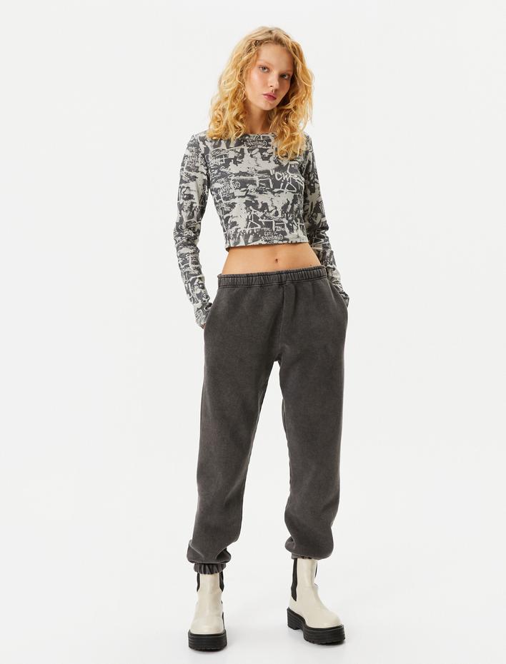  Şardonlu Jogger Eşofman Altı Cepli Pamuklu Rahat Kalıp