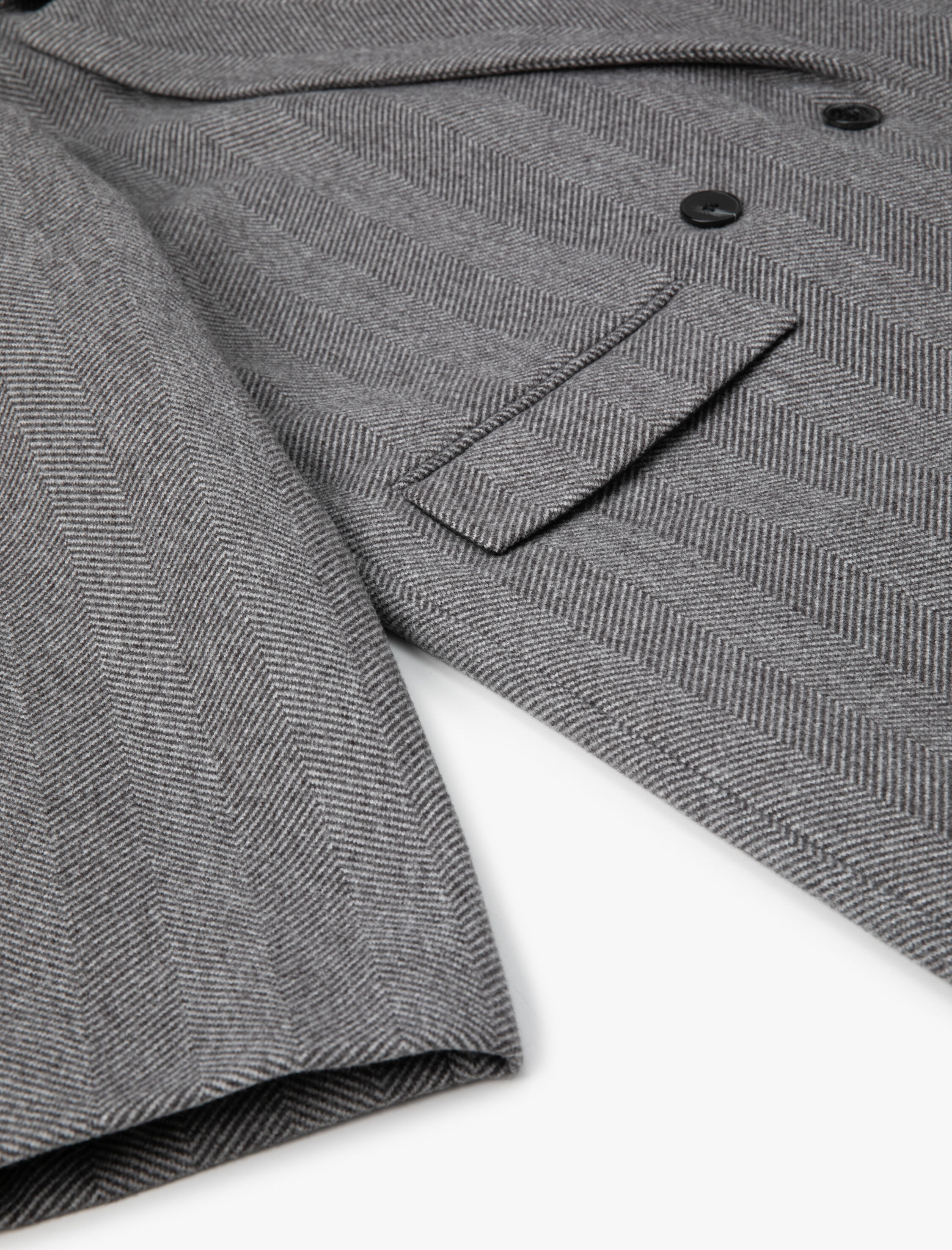   Oversize Kaşe Kaban Kruvaze Düğmeli Kapaklı Cepli