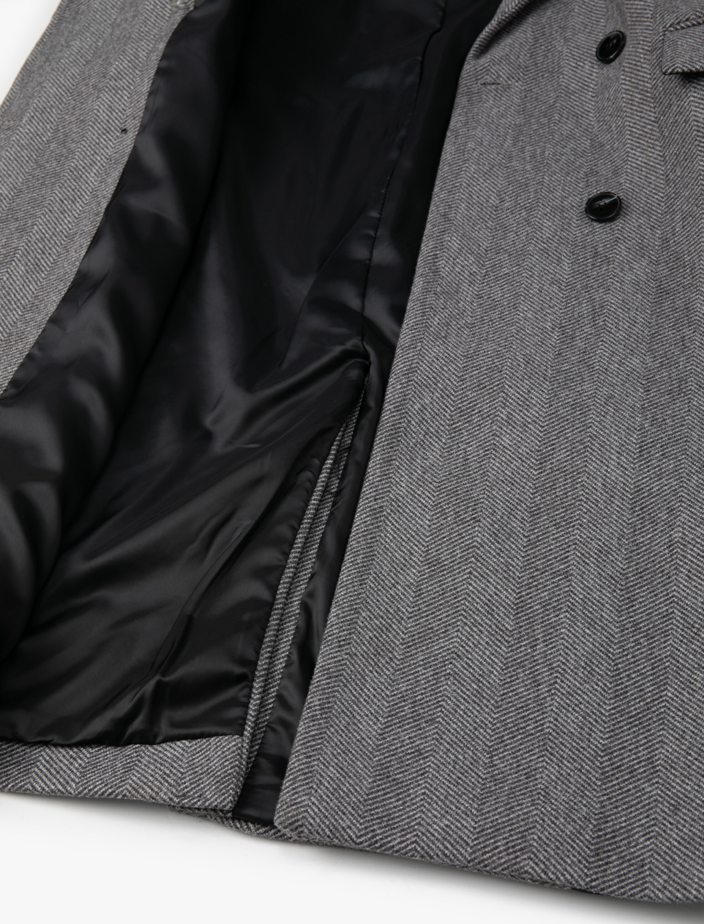   Oversize Kaşe Kaban Kruvaze Düğmeli Kapaklı Cepli