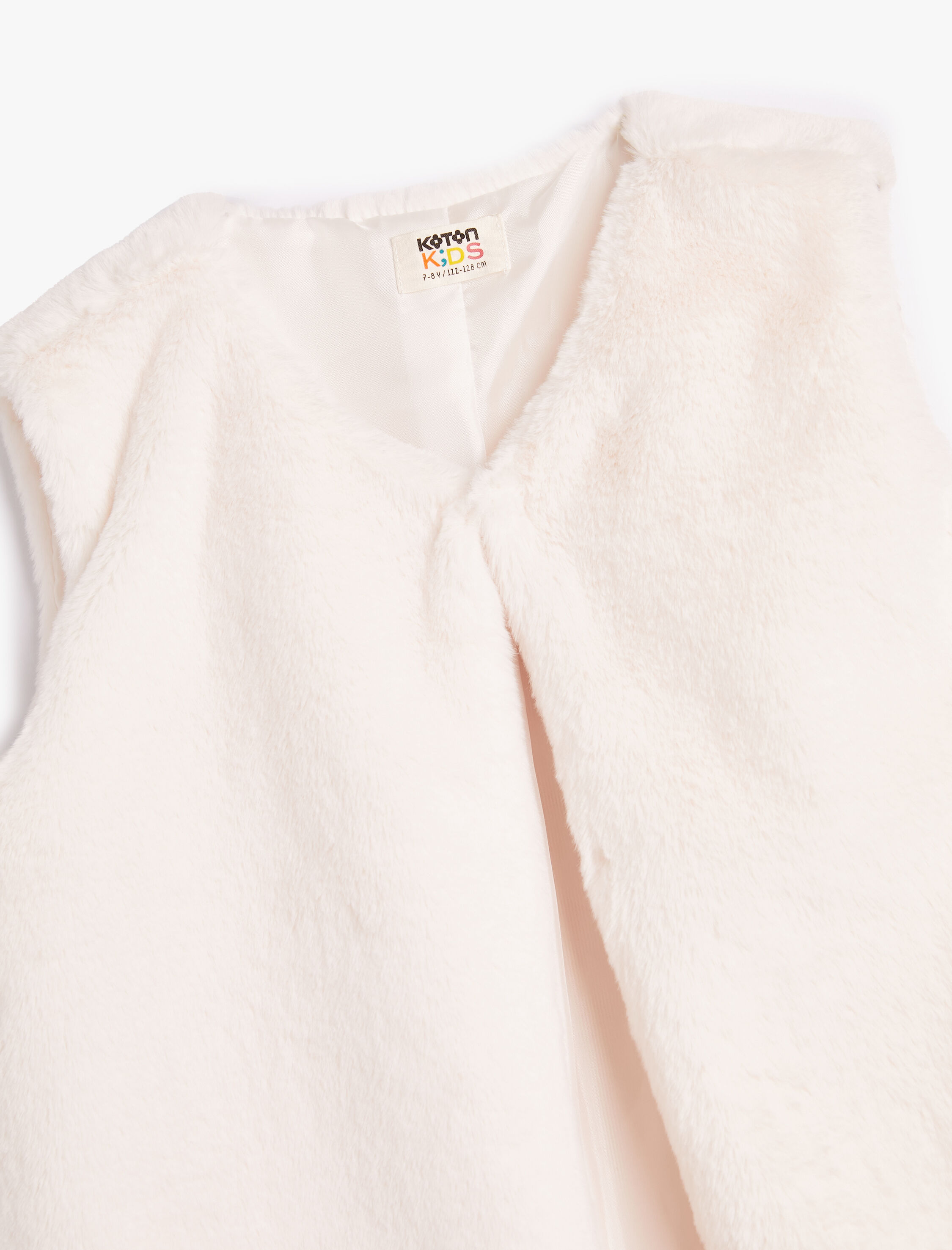  Kız Çocuk Peluş Yelek Yuvarlak Yaka Kolsuz