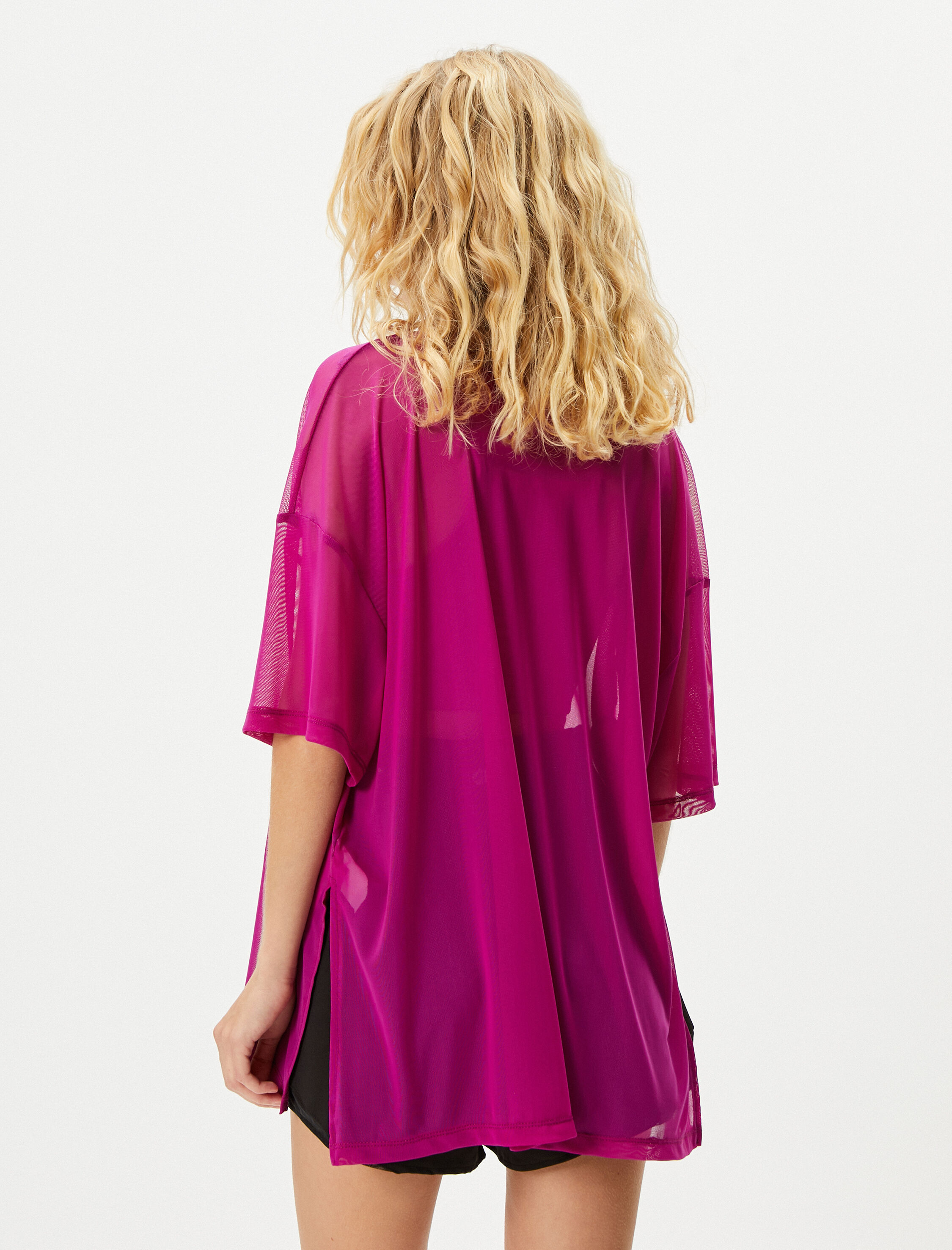   Tül Spor Tişört Oversize Kısa Kollu Bisiklet Yaka