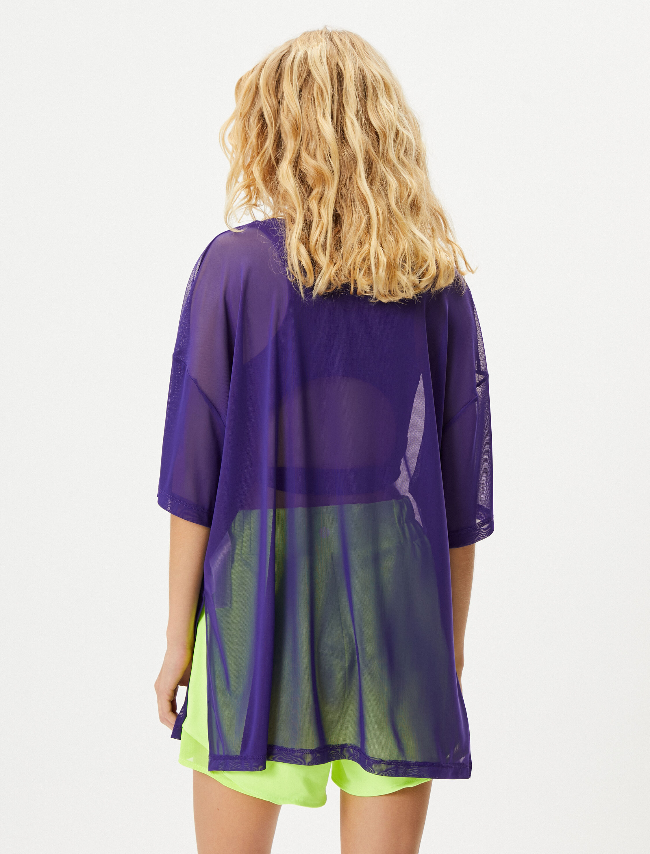   Tül Spor Tişört Oversize Kısa Kollu Bisiklet Yaka