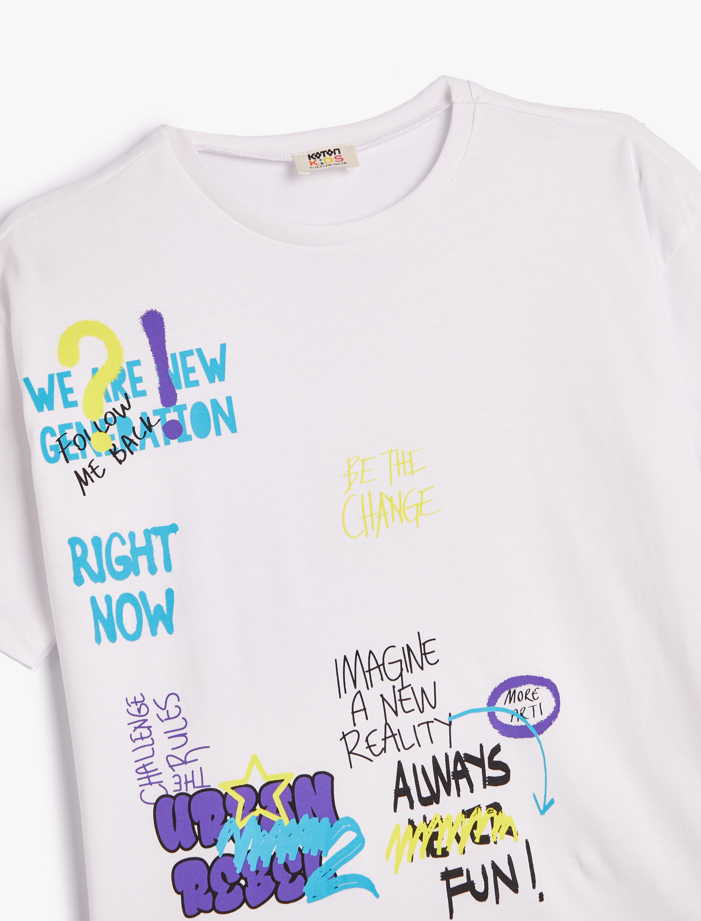  Erkek Çocuk Oversize Tişört Kısa Kollu Bisiklet Yaka Grafiti Baskılı Pamuklu