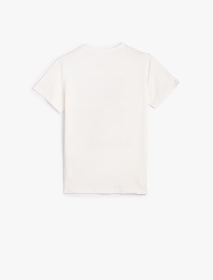 Erkek Çocuk Tişört Kısa Kollu Bisiklet Yaka Yaz Temalı Baskı Detaylı Pamuklu