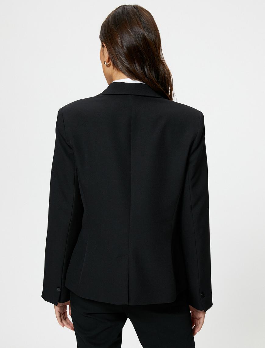   Blazer Ceket Tek Düğmeli Kapaklı Cepli Regular Fit