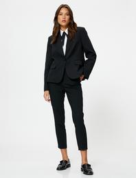 Blazer Ceket Tek Düğmeli Kapaklı Cepli Regular Fit