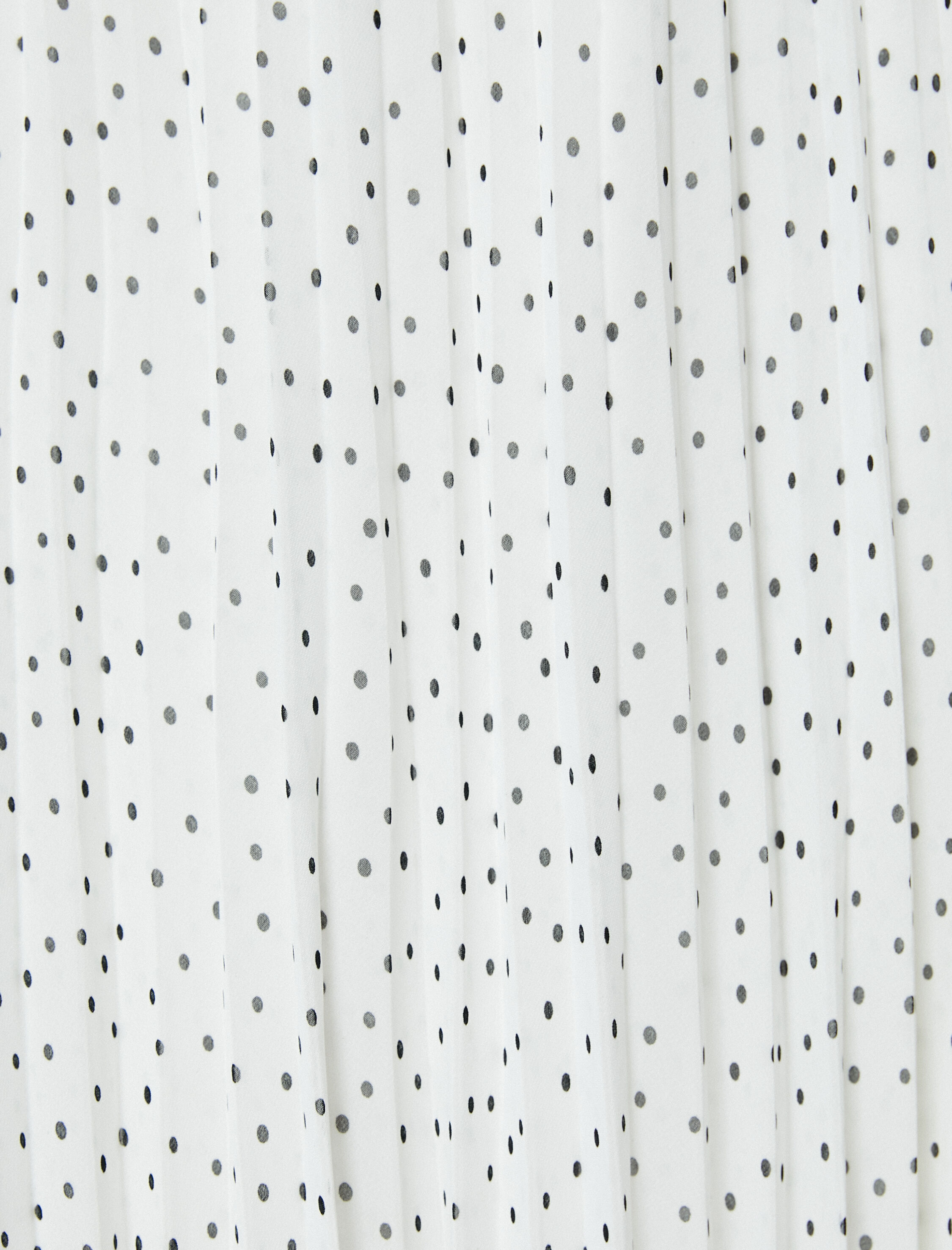   Midi Pileli Etek Şifon Puantiyeli Yüksek Bel