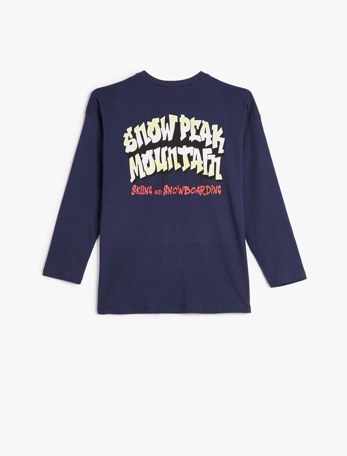 Erkek Çocuk Tişört Uzun Bisiklet Yaka Yazı Baskı Detaylı Pamuklu