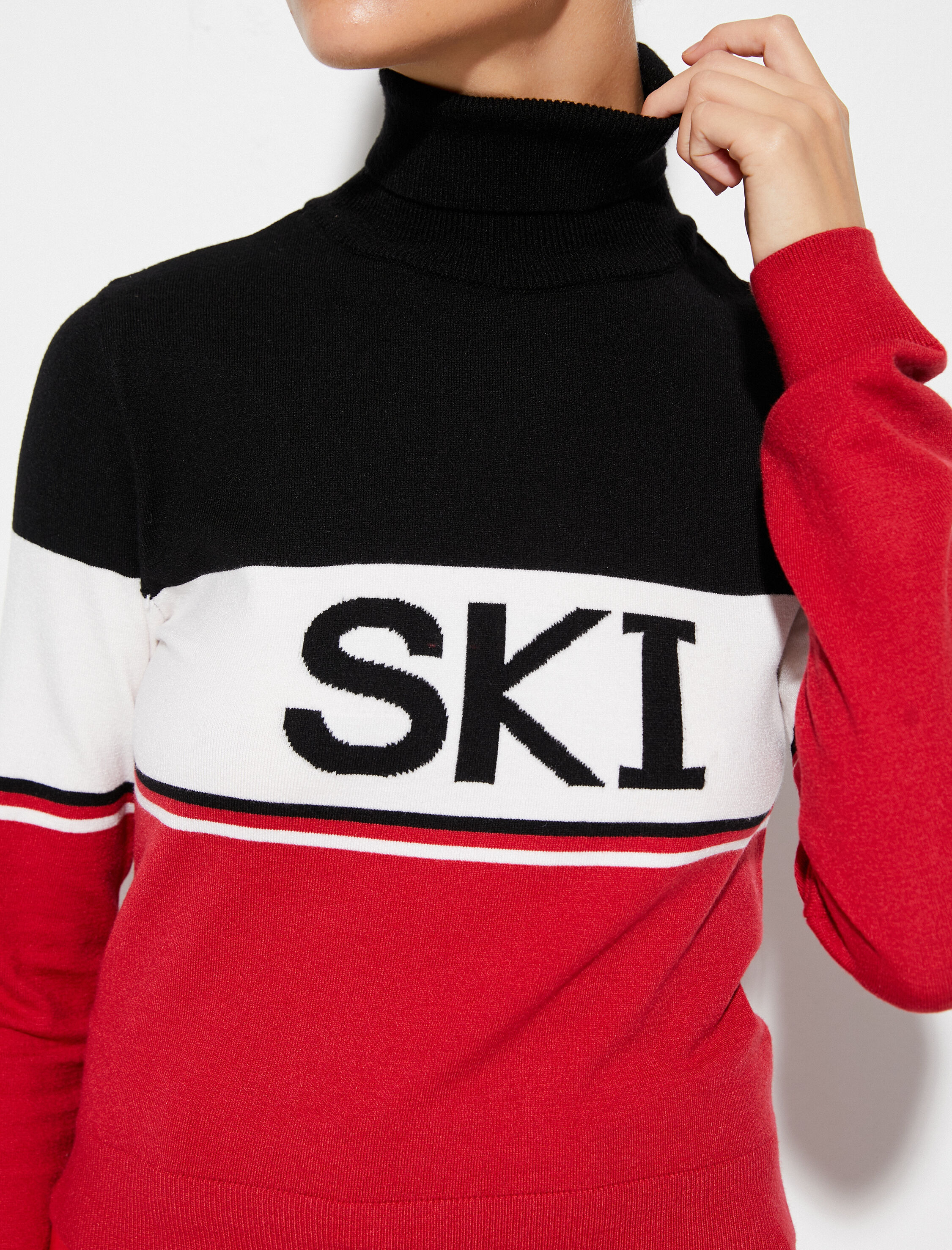   Boğazlı Kazak Ski Sloganlı Viskon Karışımlı