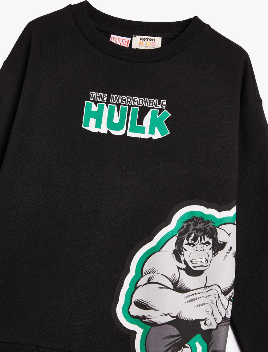  Erkek Çocuk Hulk Sweatshirt Lisanslı Bisiklet Yaka Uzun Kollu Şardonlu