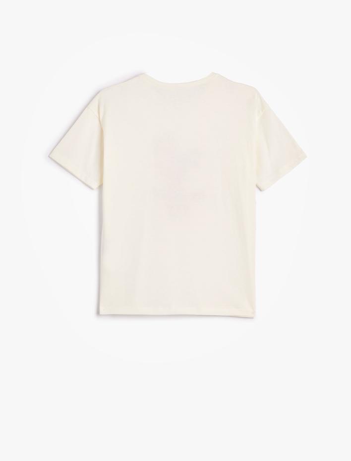 Erkek Çocuk Tişört Kısa Kollu Bisiklet Yaka Yaz Temalı Baskı Detaylı Pamuklu