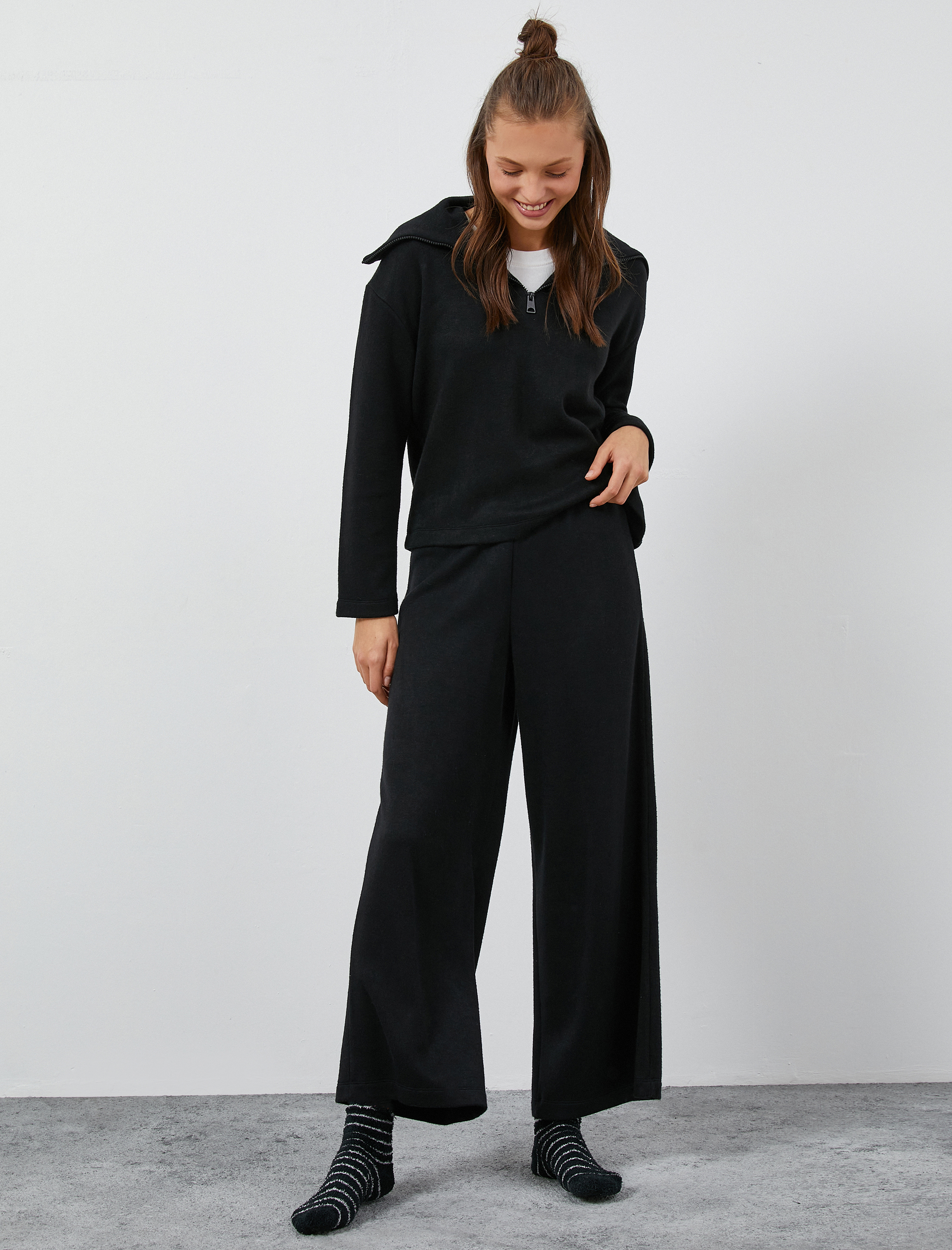   Geniş Paça Pijama Altı Beli Lastikli