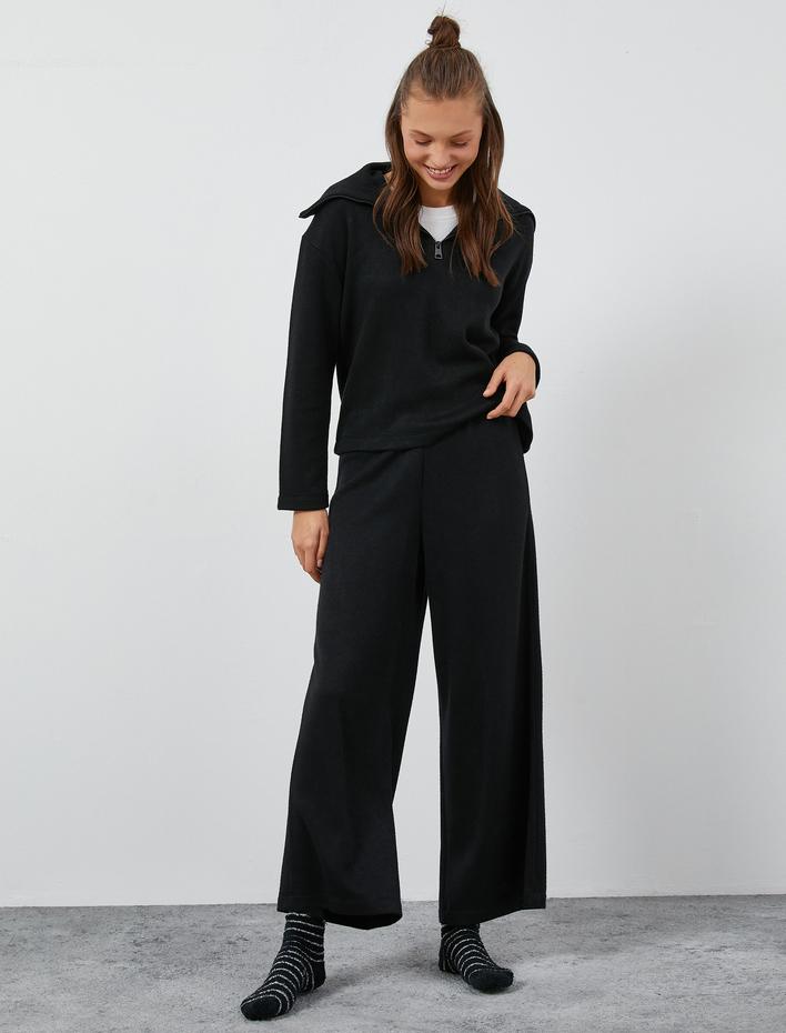  Geniş Paça Pijama Altı Beli Lastikli